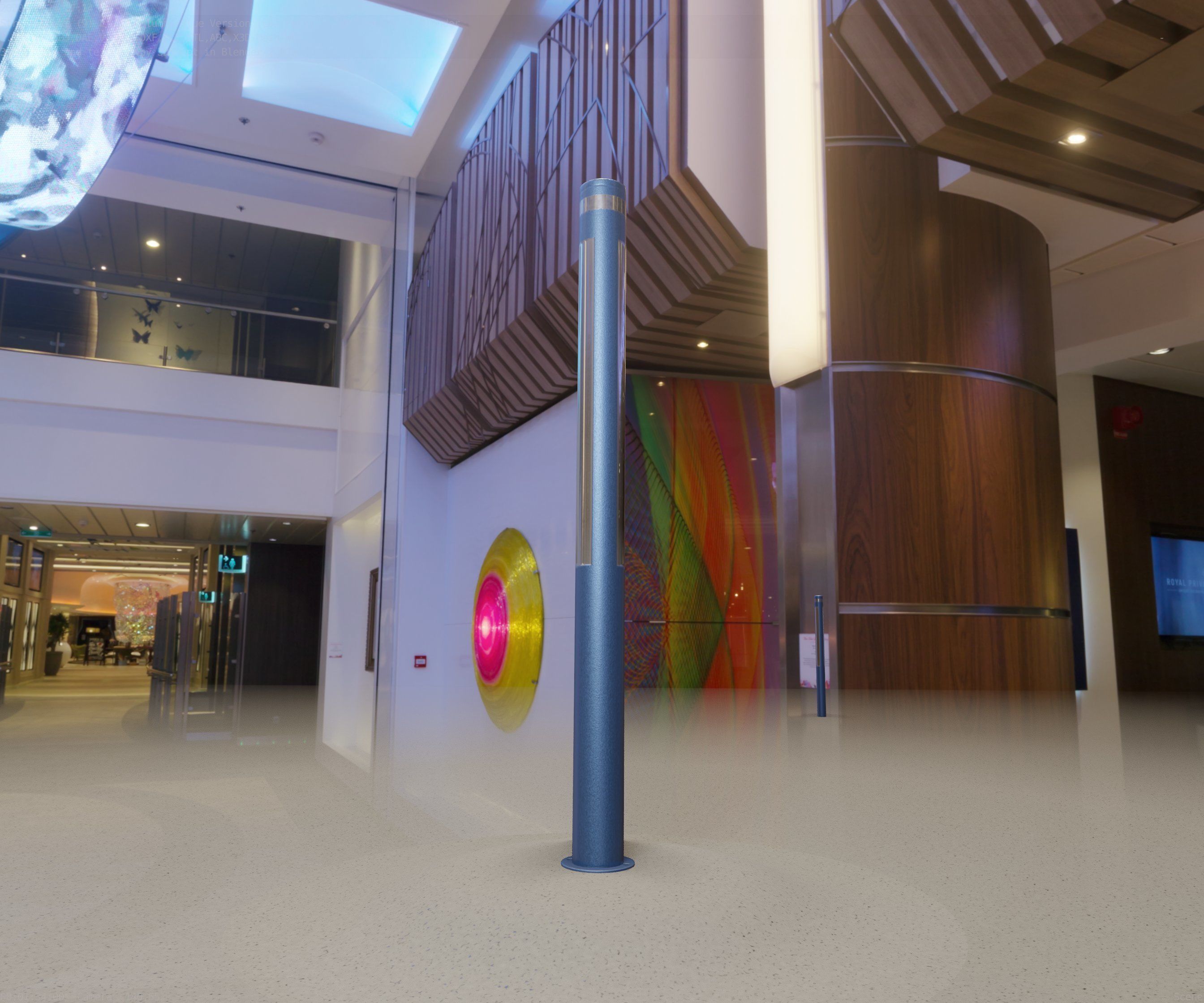 Low-Poly Blue Light Column 23 - Street Light Set-9 Low-poly 3D model_56