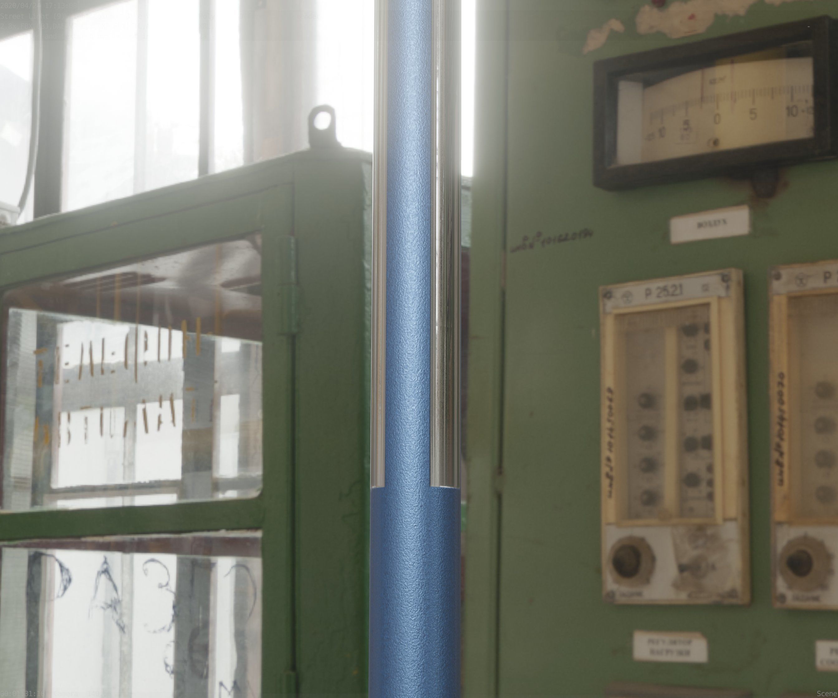 Low-Poly Blue Light Column 23 - Street Light Set-9 Low-poly 3D model_6