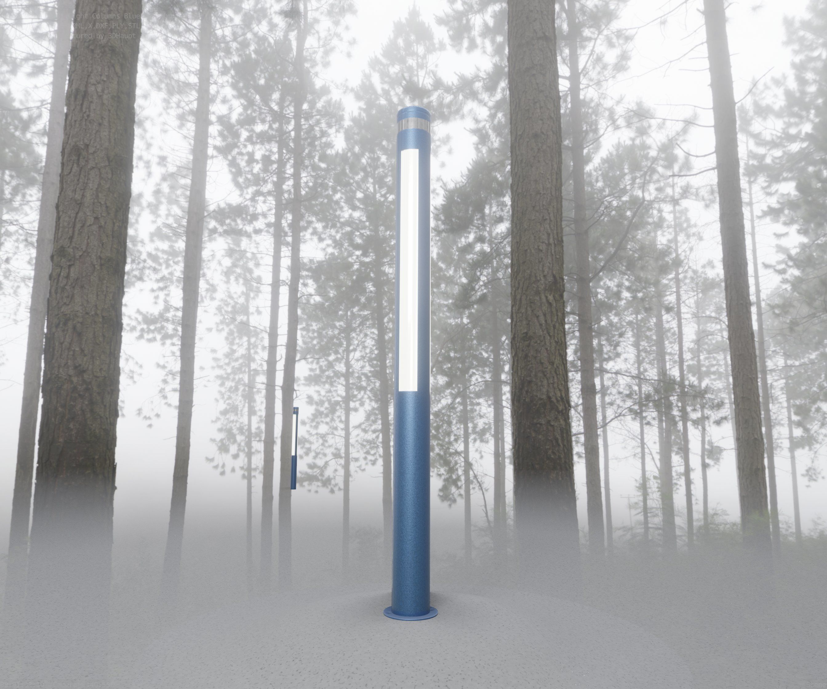 Low-Poly Blue Light Column 23 - Street Light Set-9 Low-poly 3D model_51