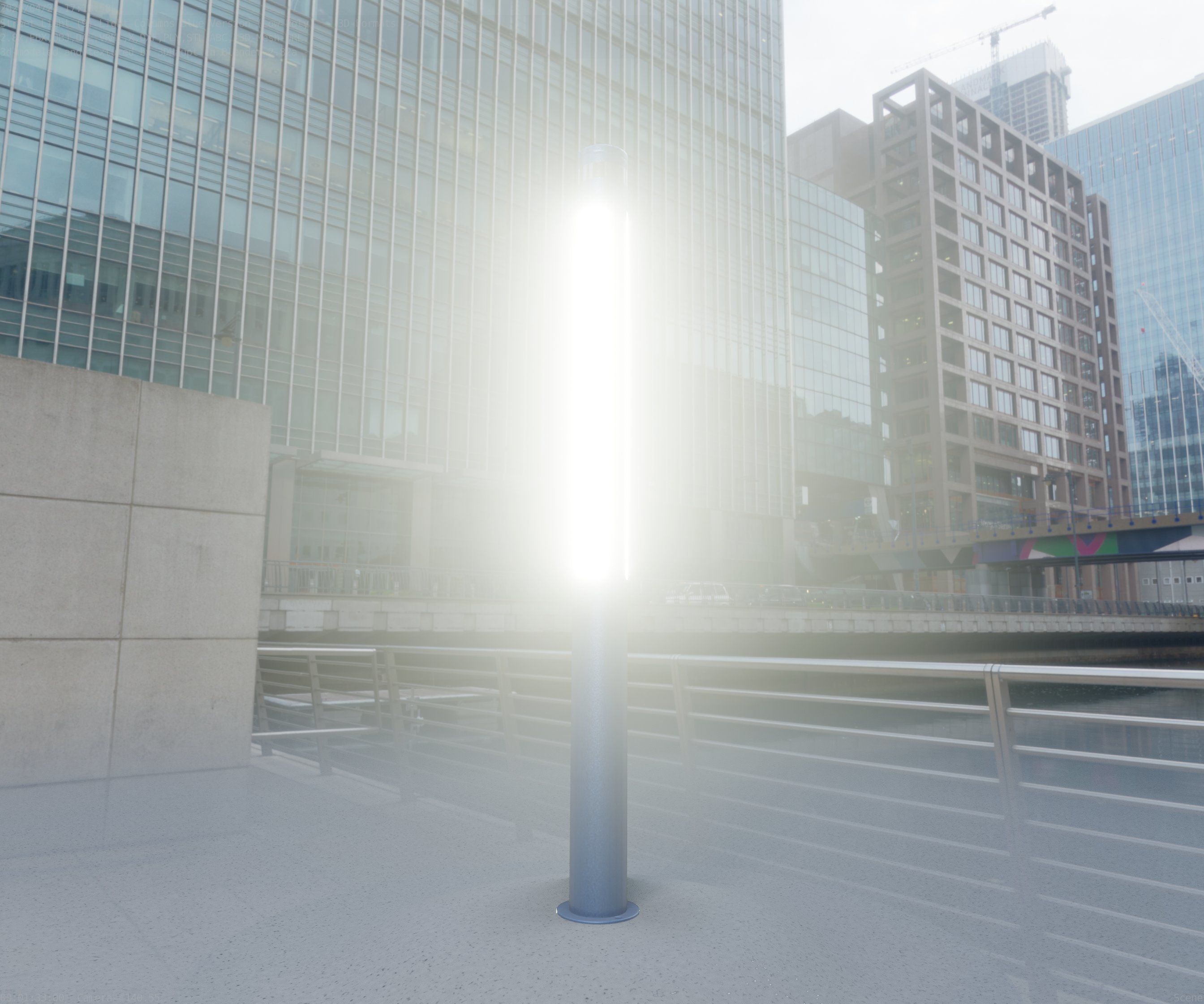 Low-Poly Blue Light Column 23 - Street Light Set-9 Low-poly 3D model_38