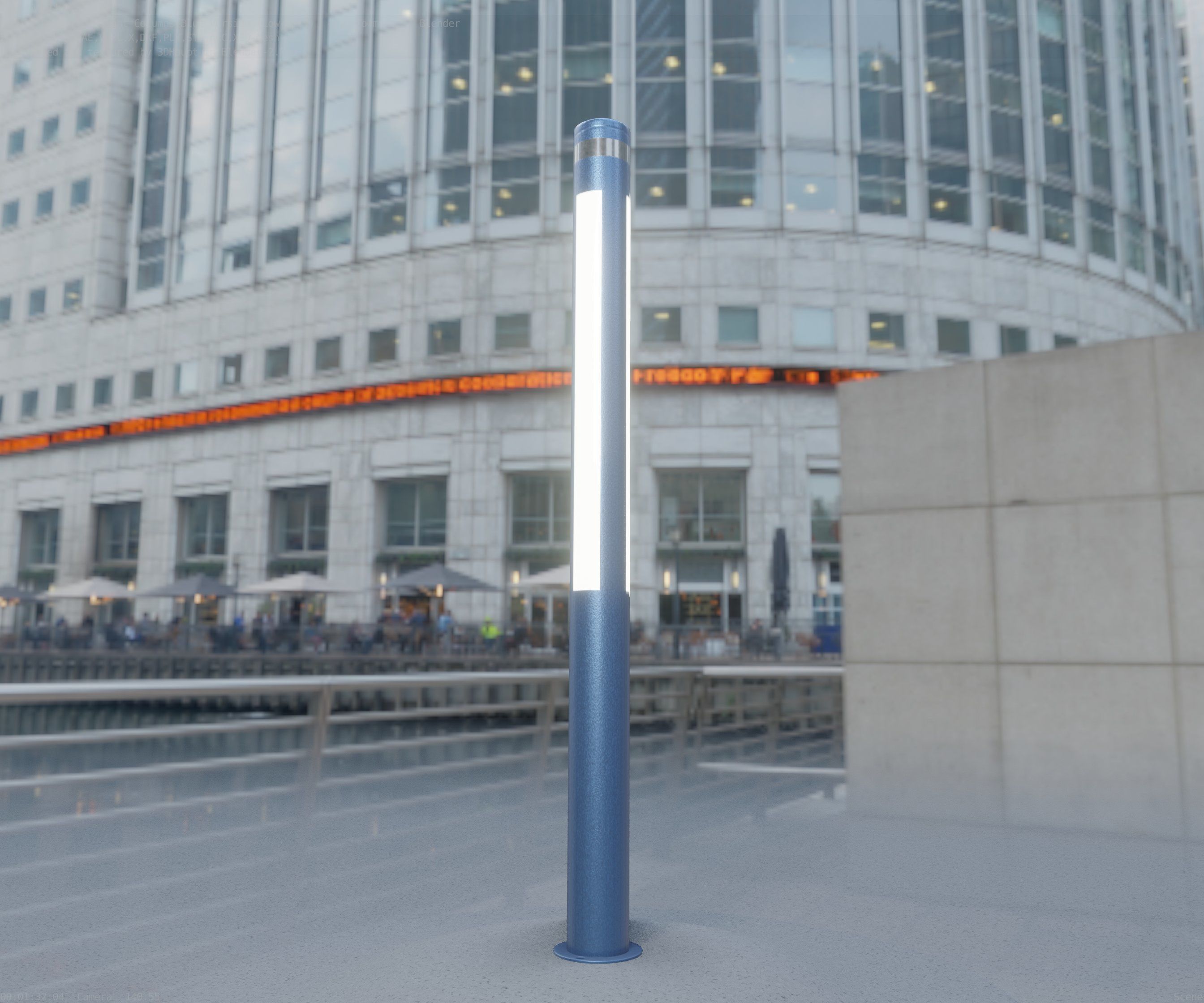 Low-Poly Blue Light Column 23 - Street Light Set-9 Low-poly 3D model_18