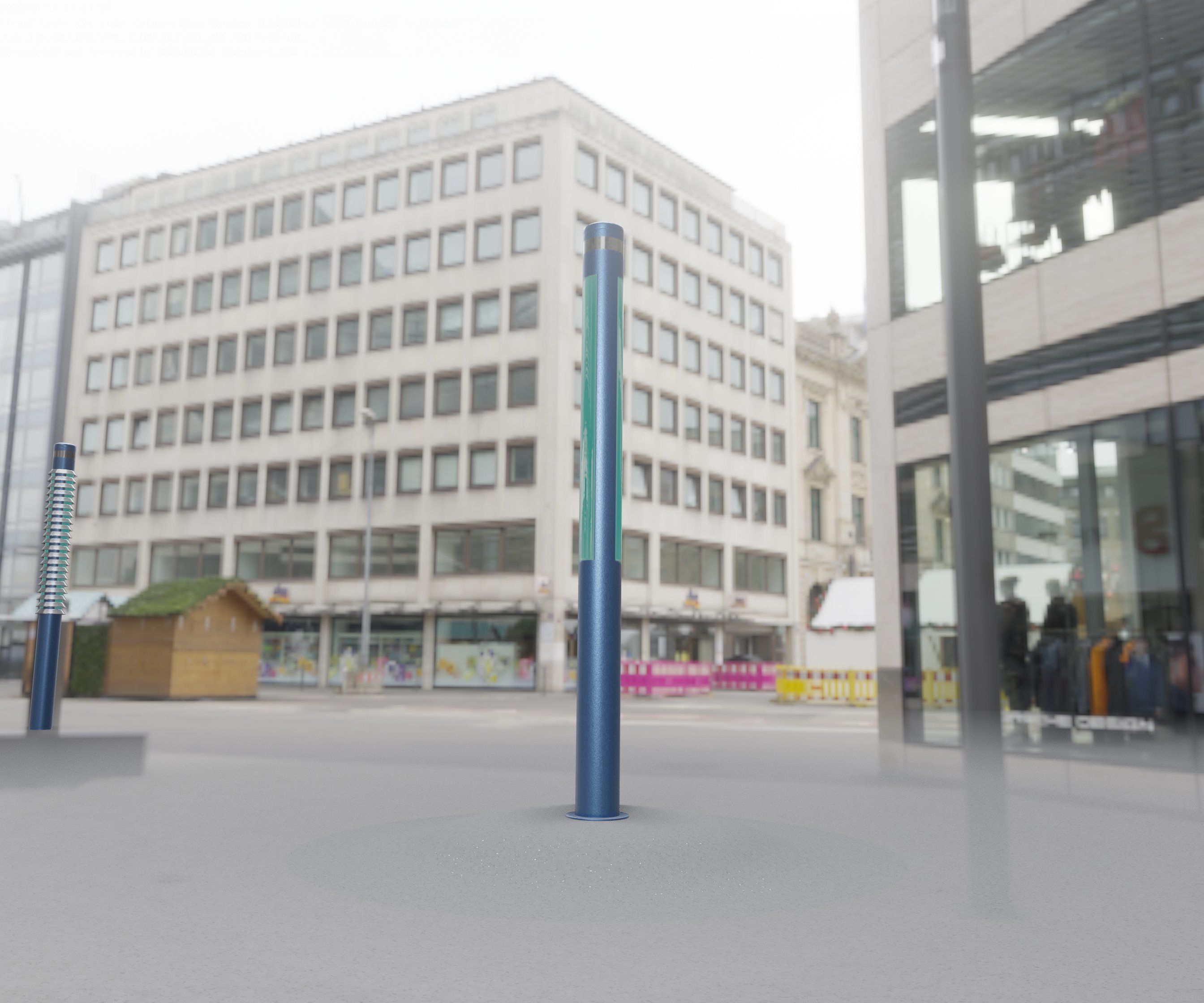 Low-Poly Blue Light Column 23 - Street Light Set-9 Low-poly 3D model_70