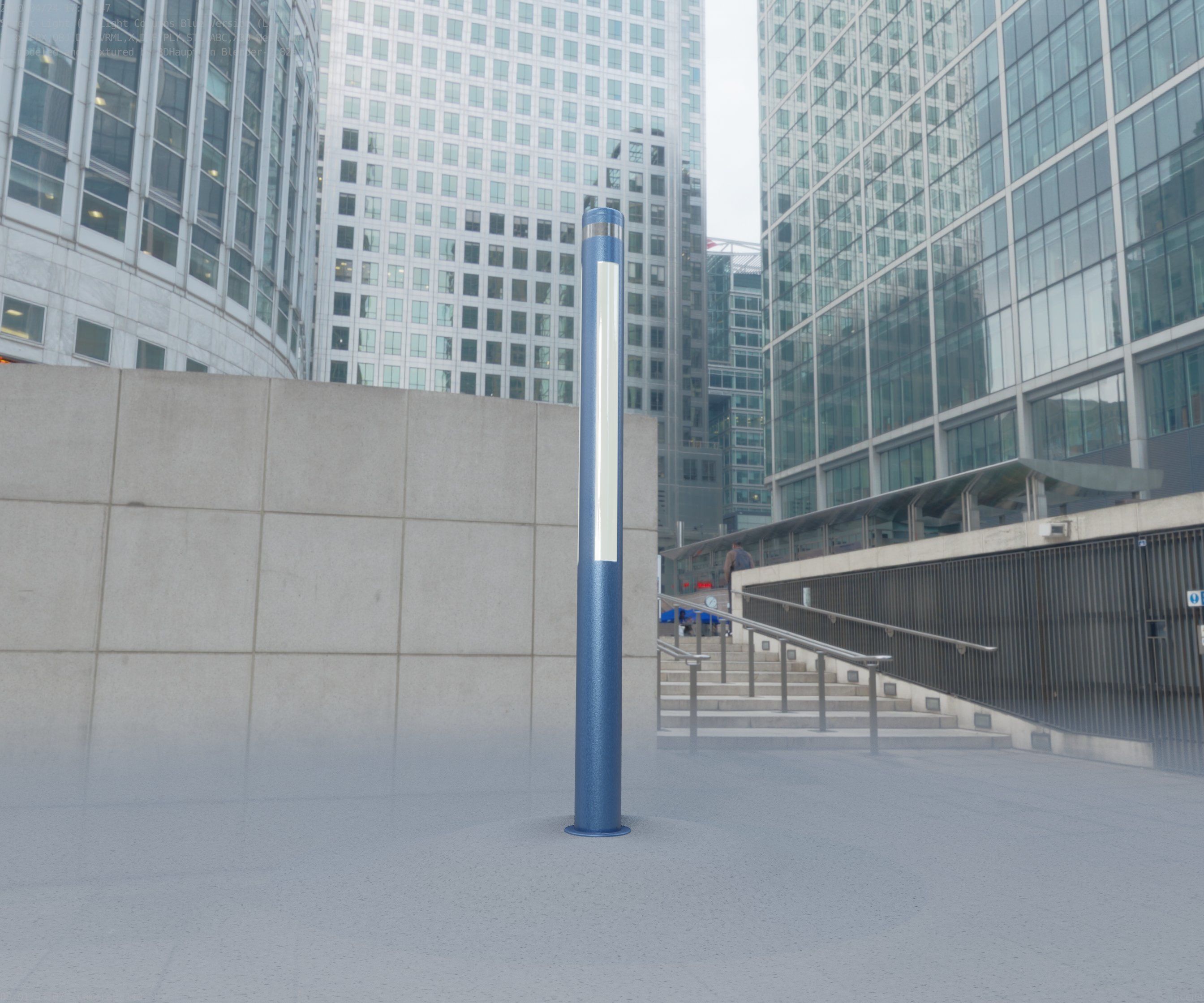 Low-Poly Blue Light Column 23 - Street Light Set-9 Low-poly 3D model_63