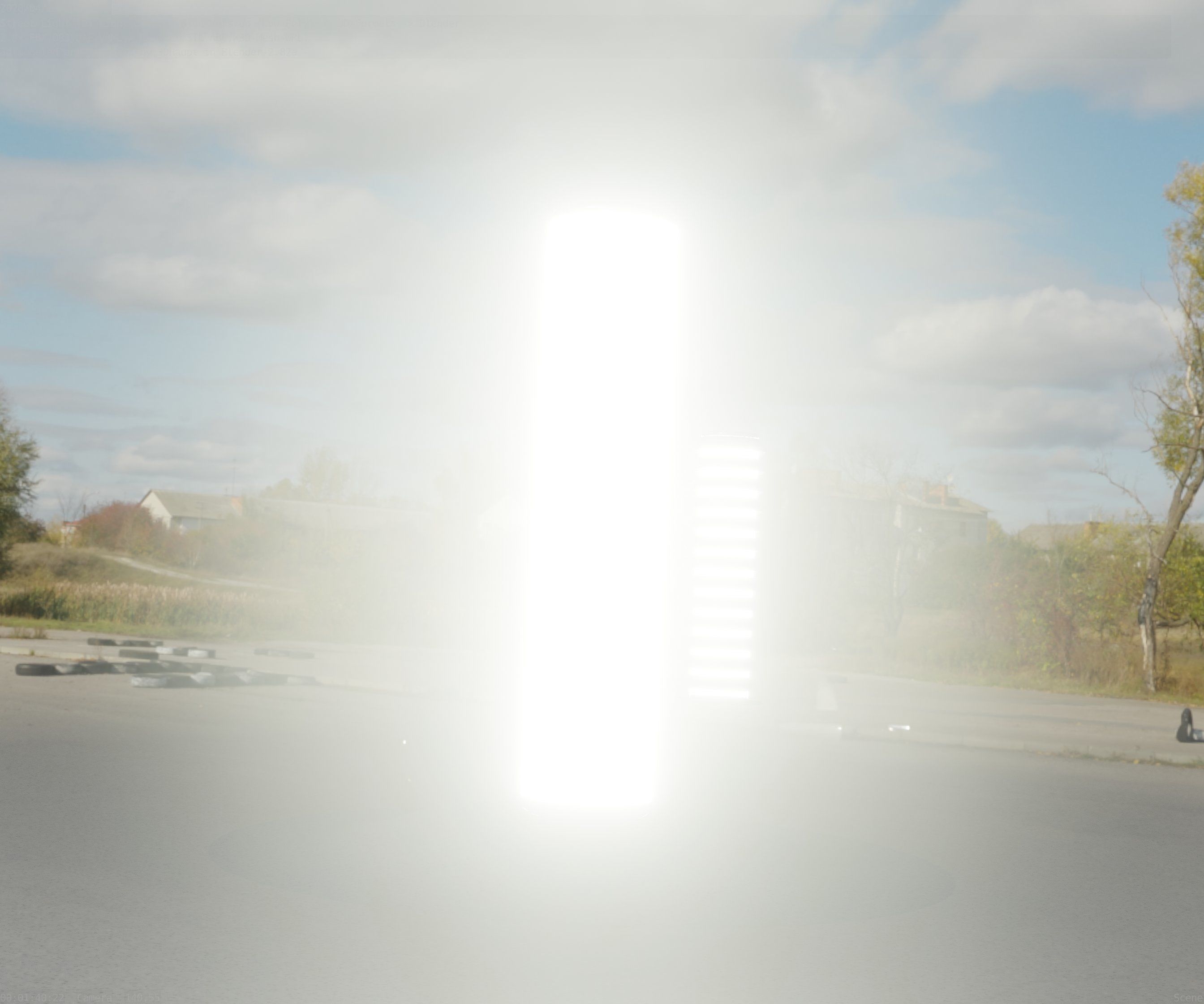 Low-Poly Blue Light Column 25- Street Light Set-9 Low-poly 3D model_22