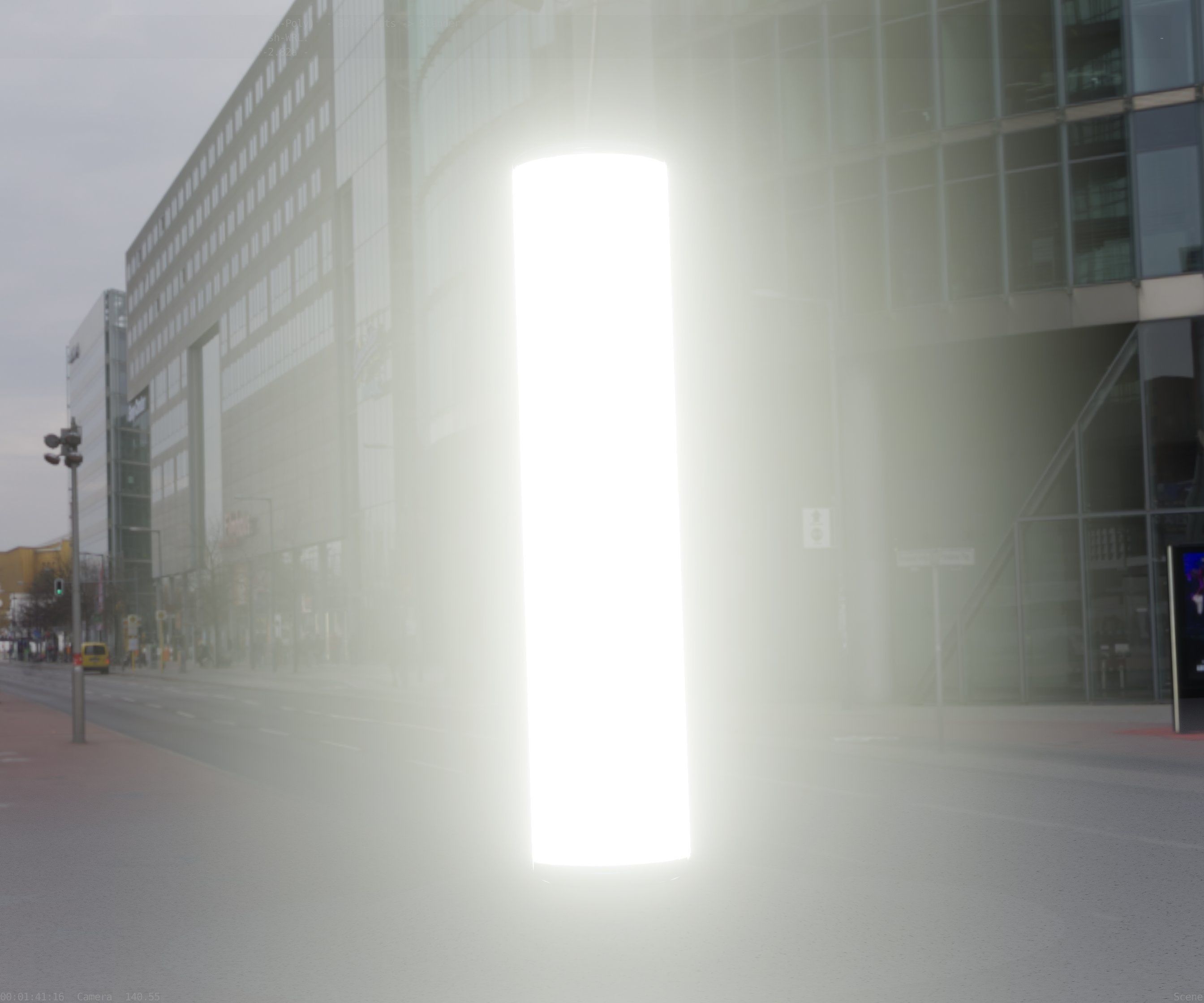 Low-Poly Blue Light Column 25- Street Light Set-9 Low-poly 3D model_40