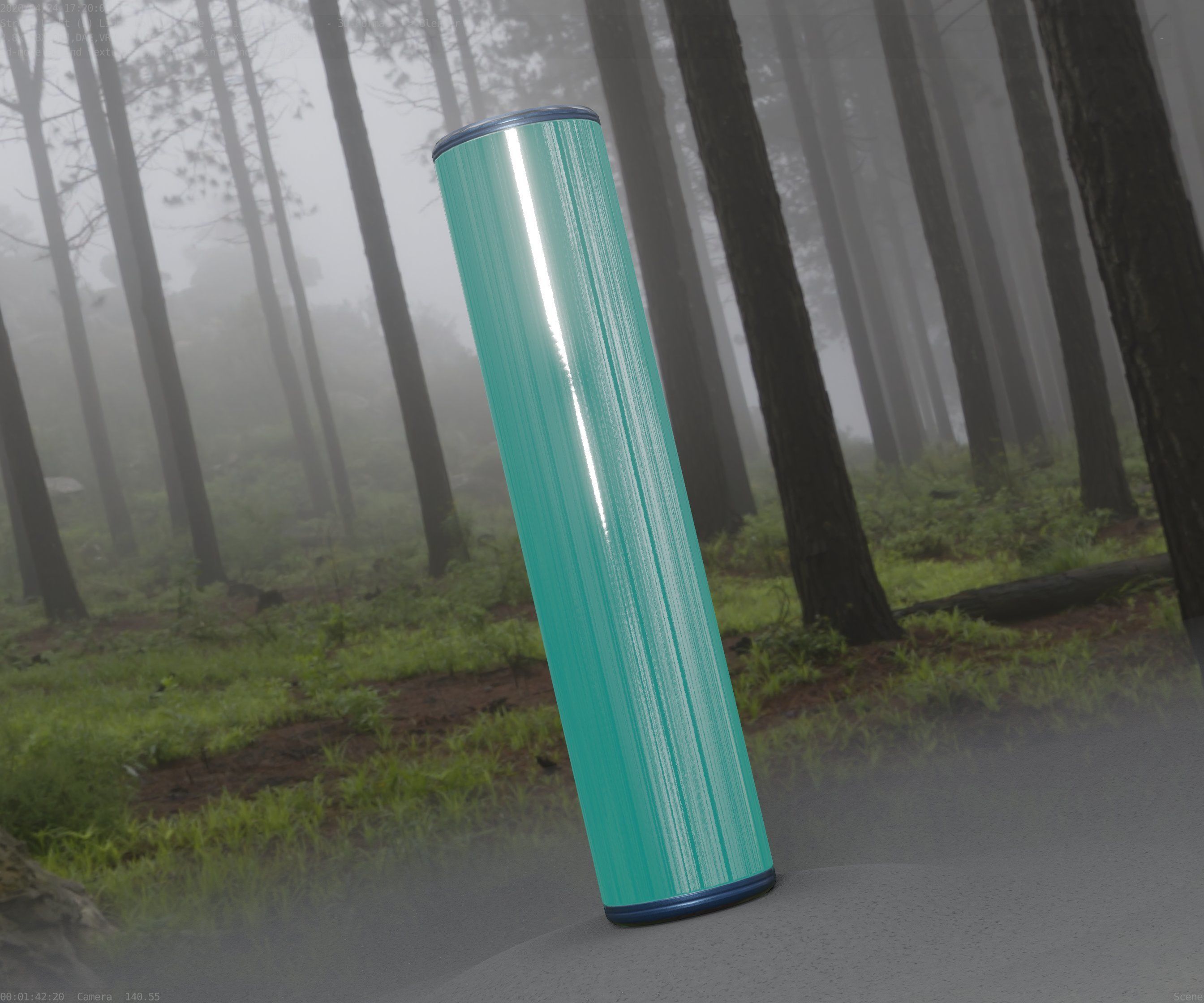 Low-Poly Blue Light Column 25- Street Light Set-9 Low-poly 3D model_68