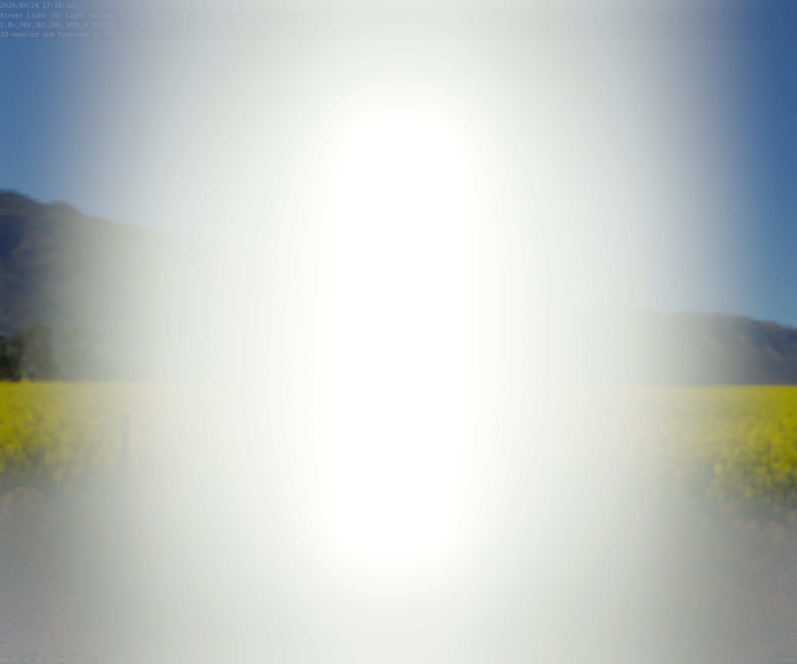 Low-Poly Blue Light Column 25- Street Light Set-9 Low-poly 3D model_30