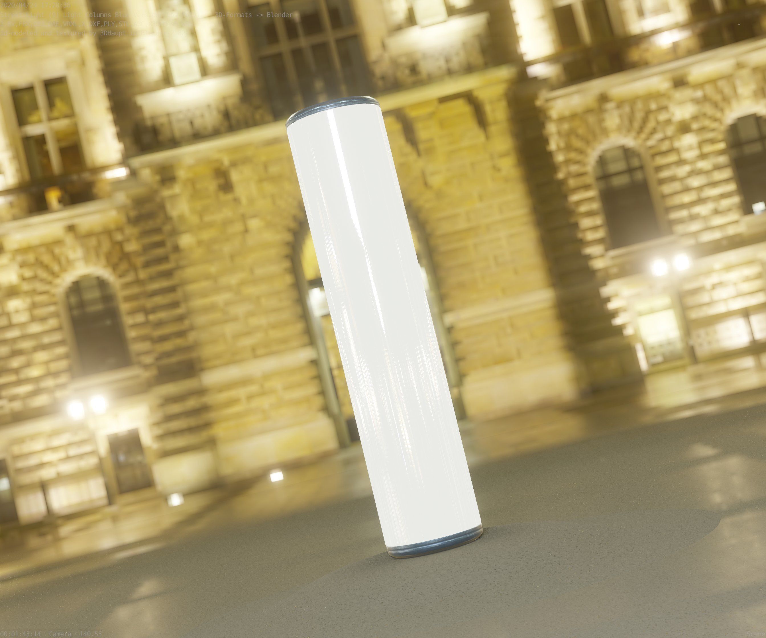 Low-Poly Blue Light Column 25- Street Light Set-9 Low-poly 3D model_86