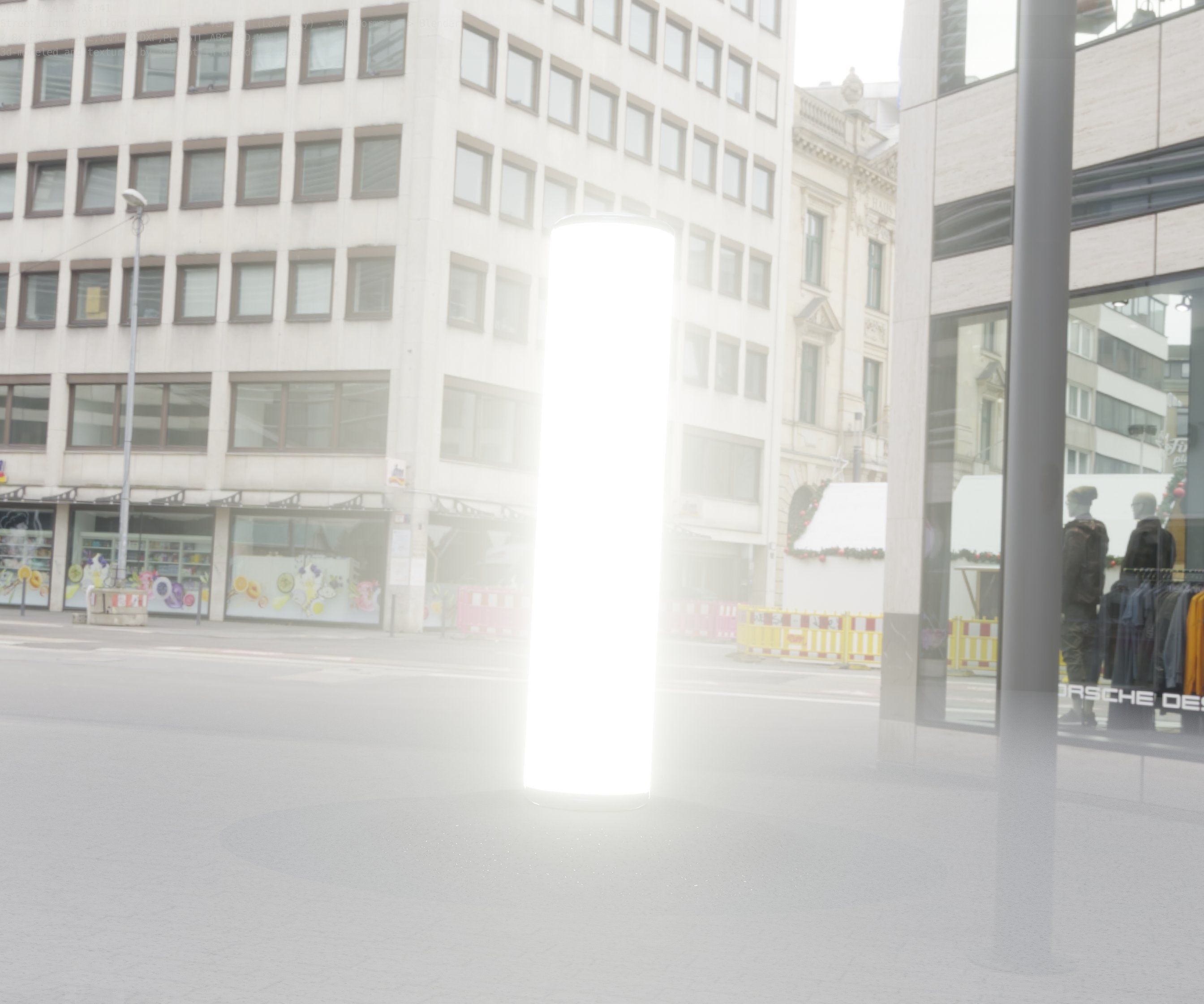 Low-Poly Blue Light Column 25- Street Light Set-9 Low-poly 3D model_12