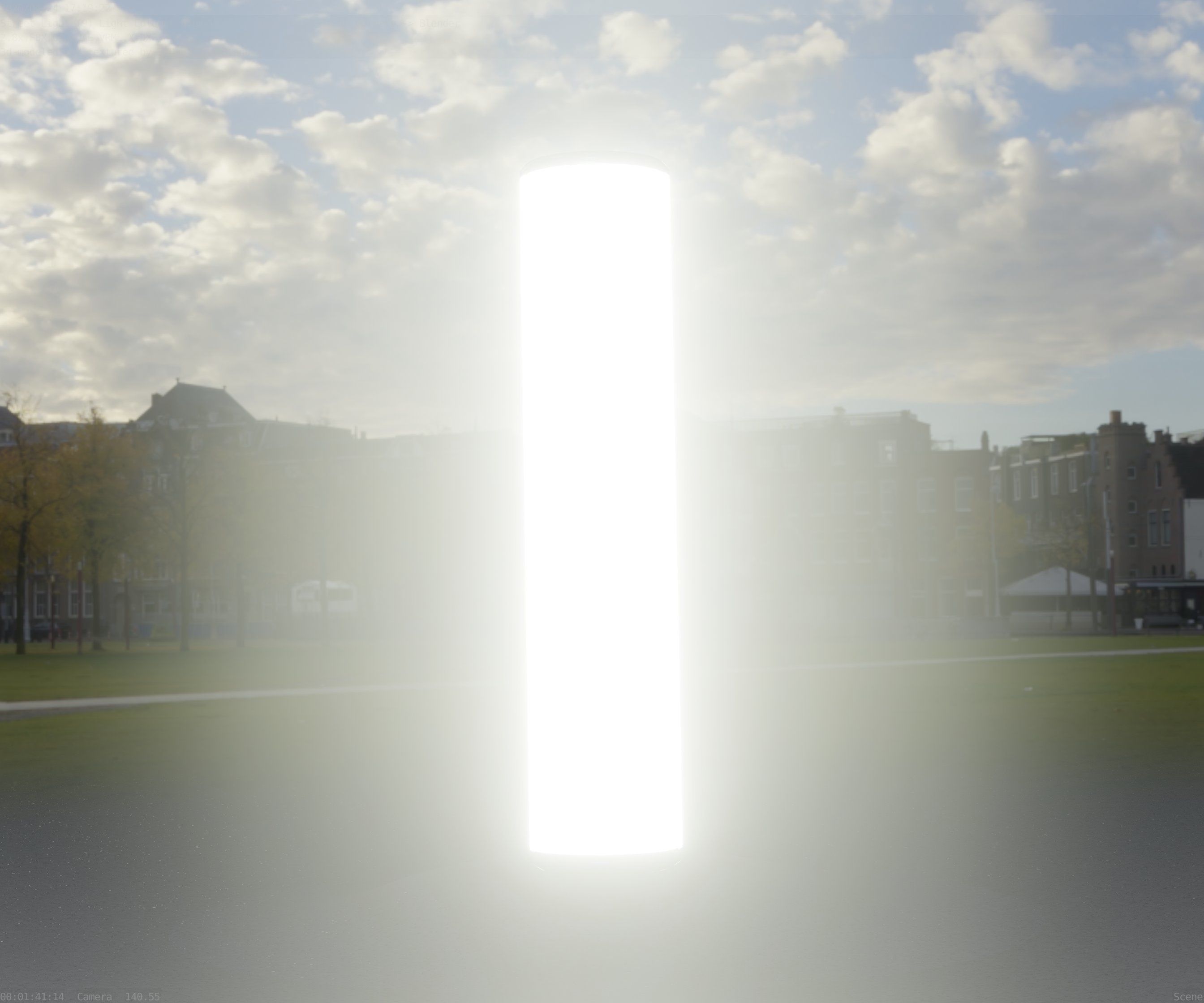 Low-Poly Blue Light Column 25- Street Light Set-9 Low-poly 3D model_38