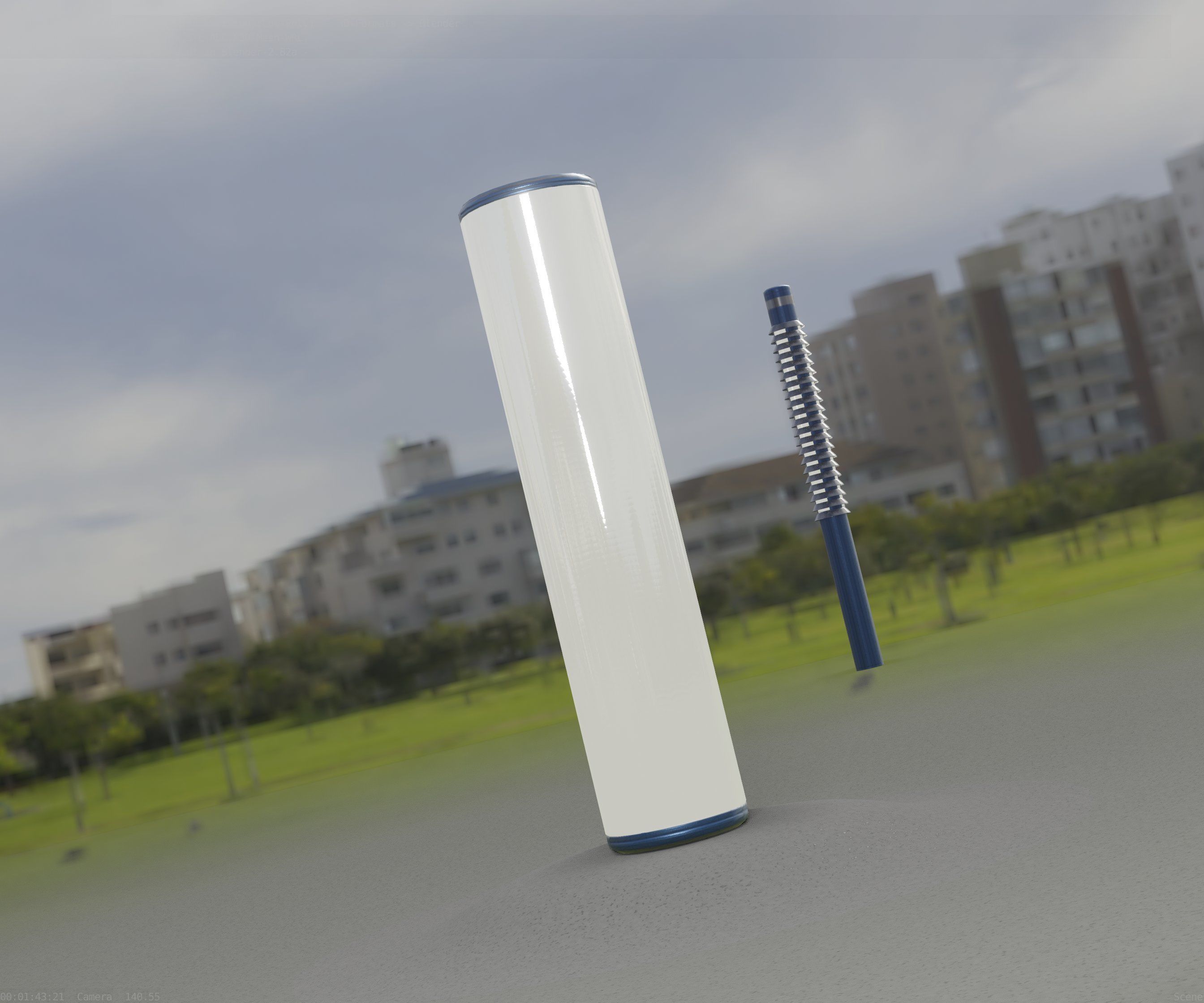 Low-Poly Blue Light Column 25- Street Light Set-9 Low-poly 3D model_93