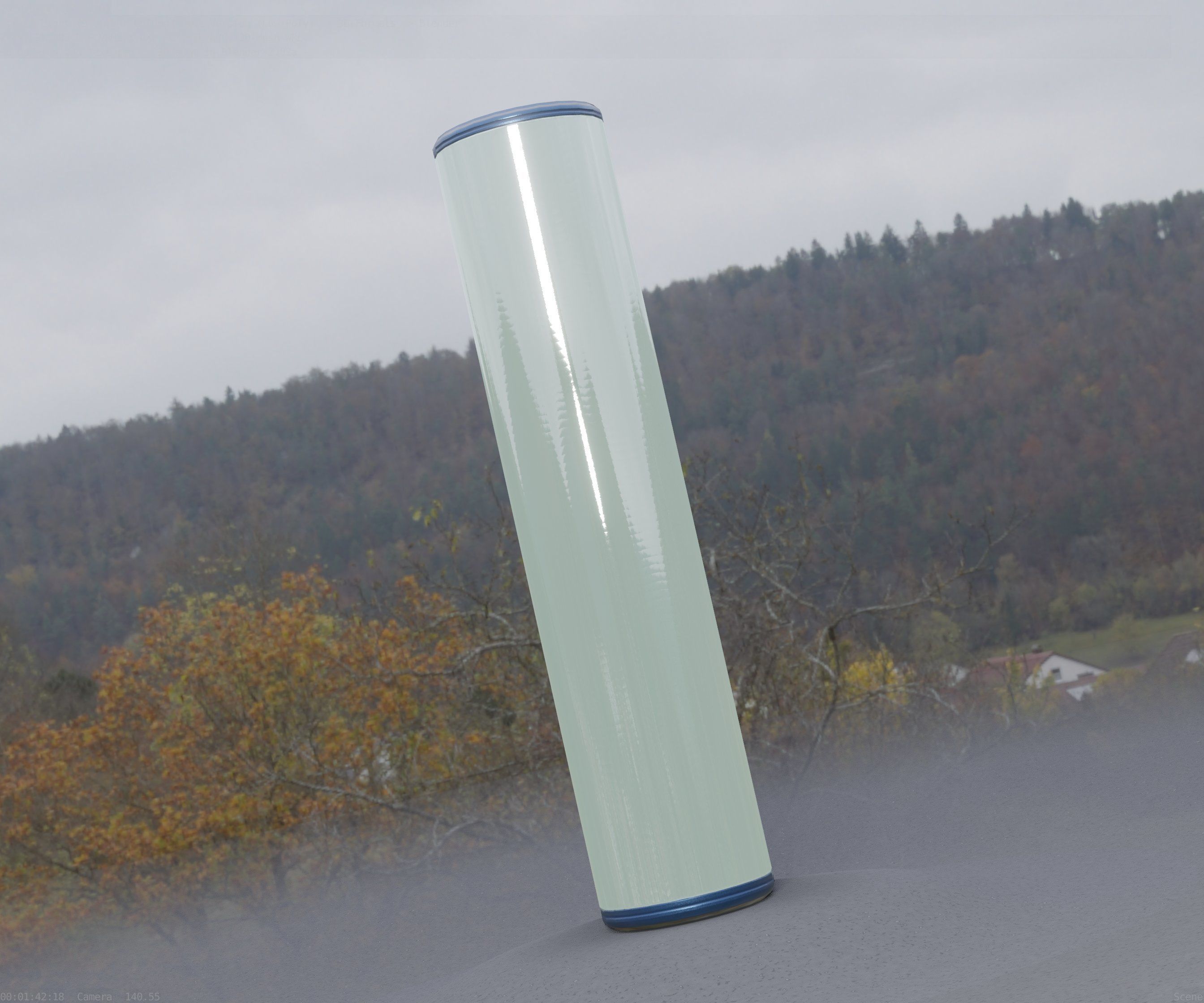 Low-Poly Blue Light Column 25- Street Light Set-9 Low-poly 3D model_66