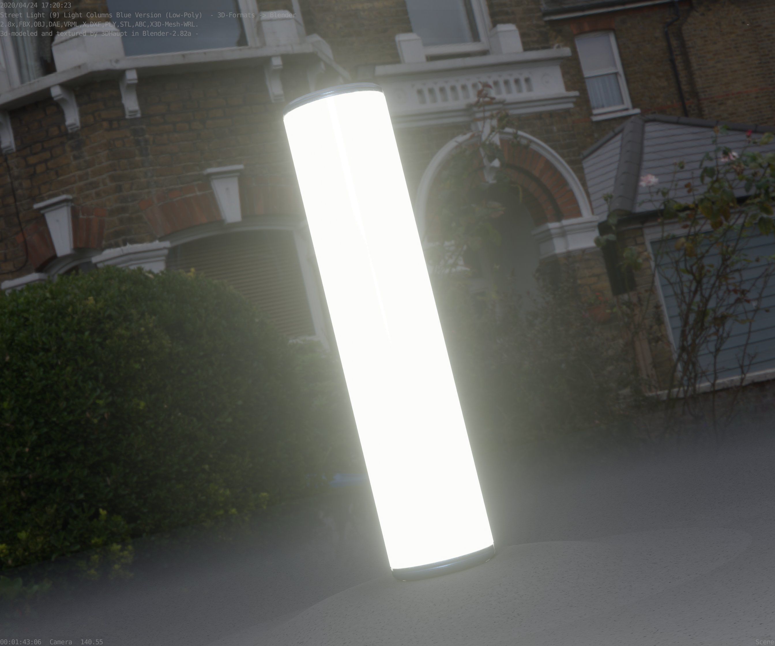 Low-Poly Blue Light Column 25- Street Light Set-9 Low-poly 3D model_78