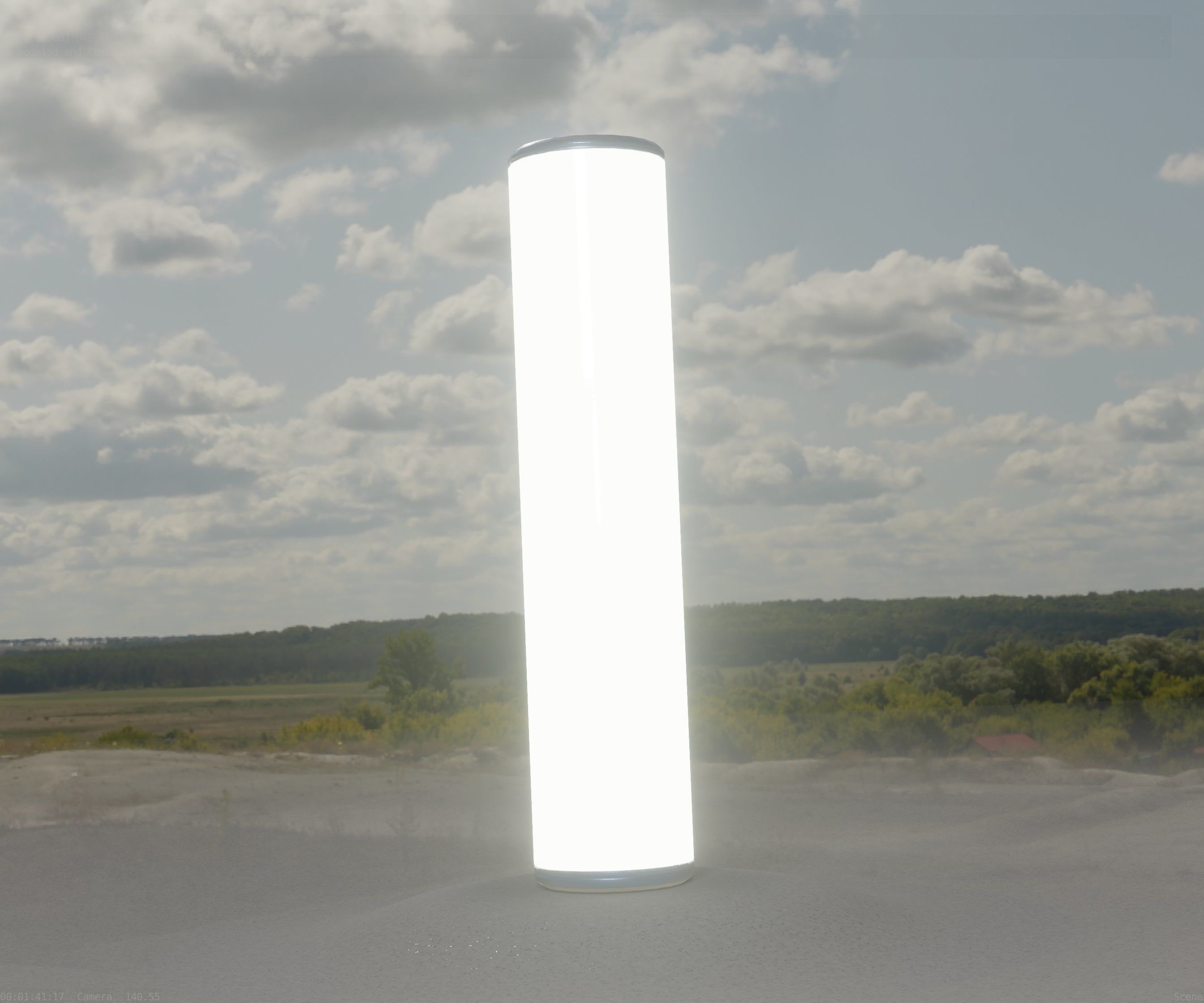 Low-Poly Blue Light Column 25- Street Light Set-9 Low-poly 3D model_41