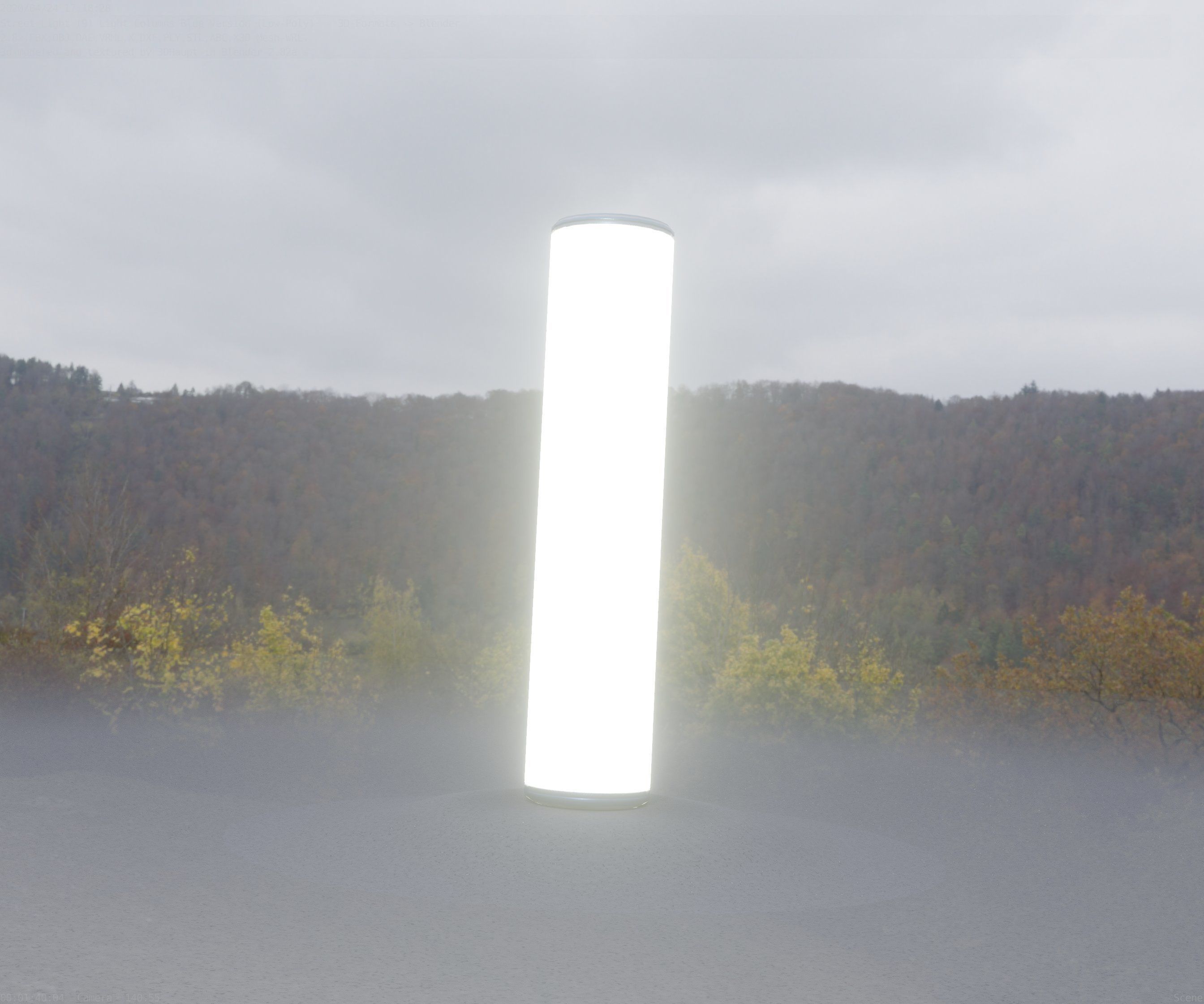 Low-Poly Blue Light Column 25- Street Light Set-9 Low-poly 3D model_4