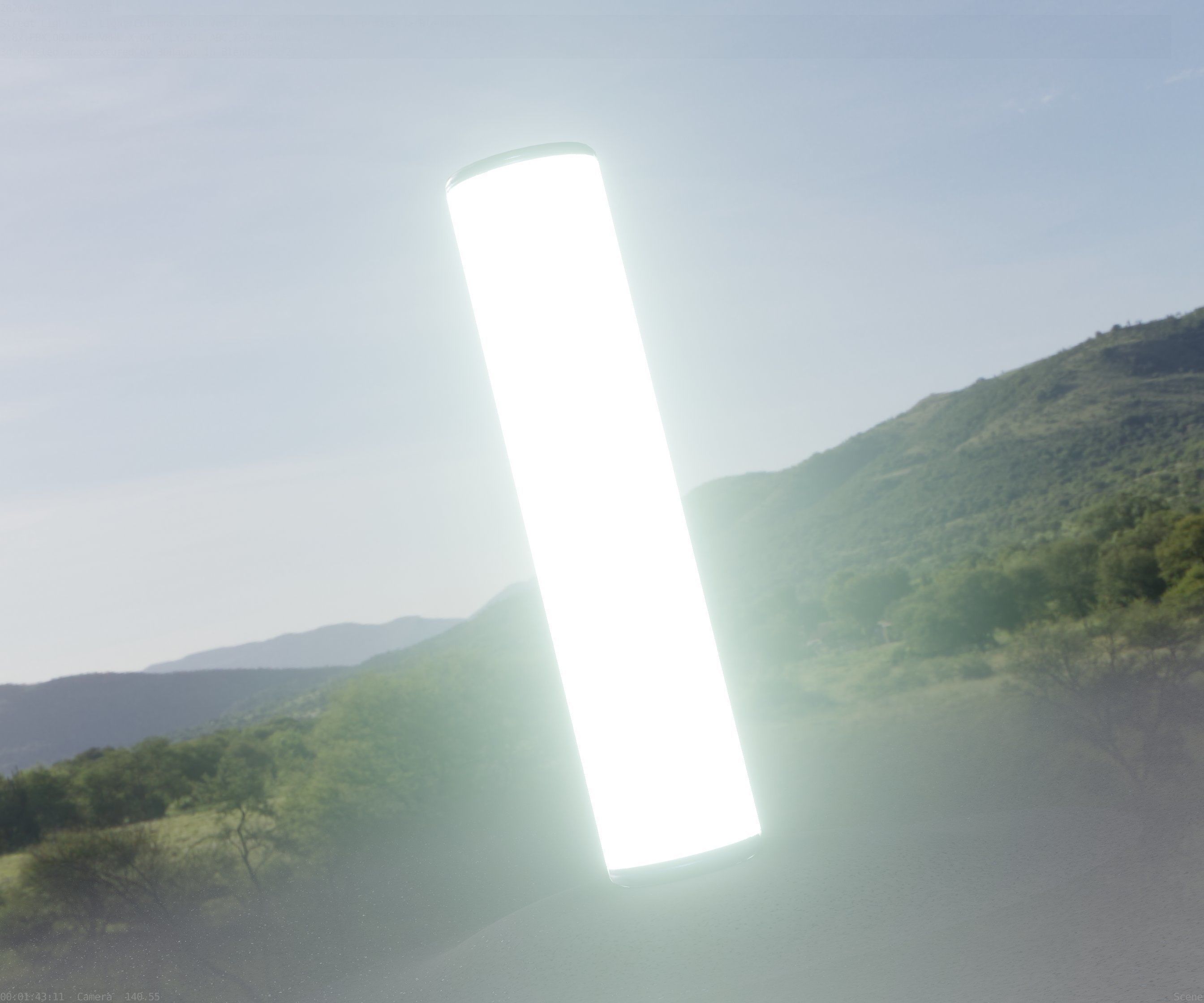 Low-Poly Blue Light Column 25- Street Light Set-9 Low-poly 3D model_83