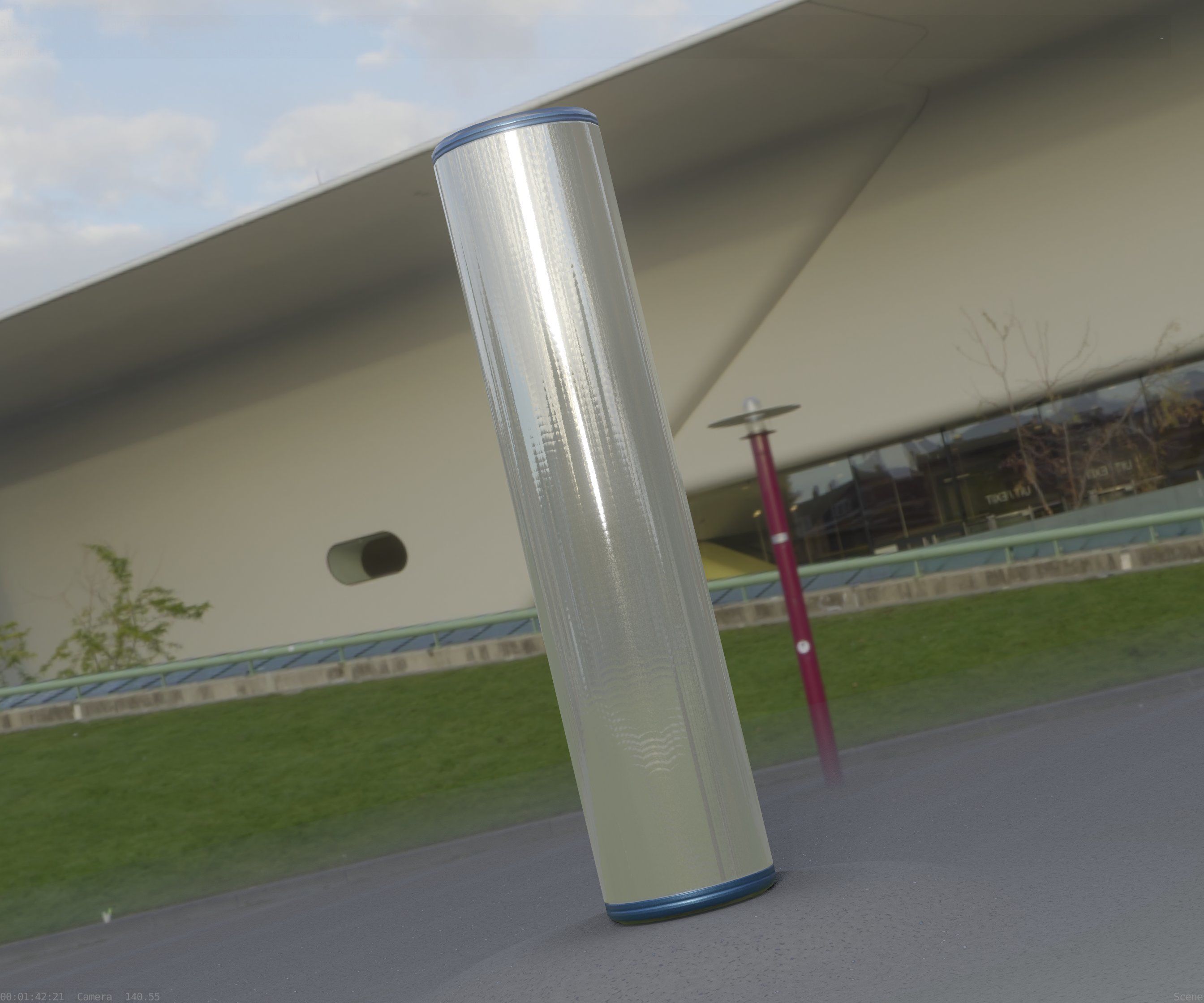 Low-Poly Blue Light Column 25- Street Light Set-9 Low-poly 3D model_69