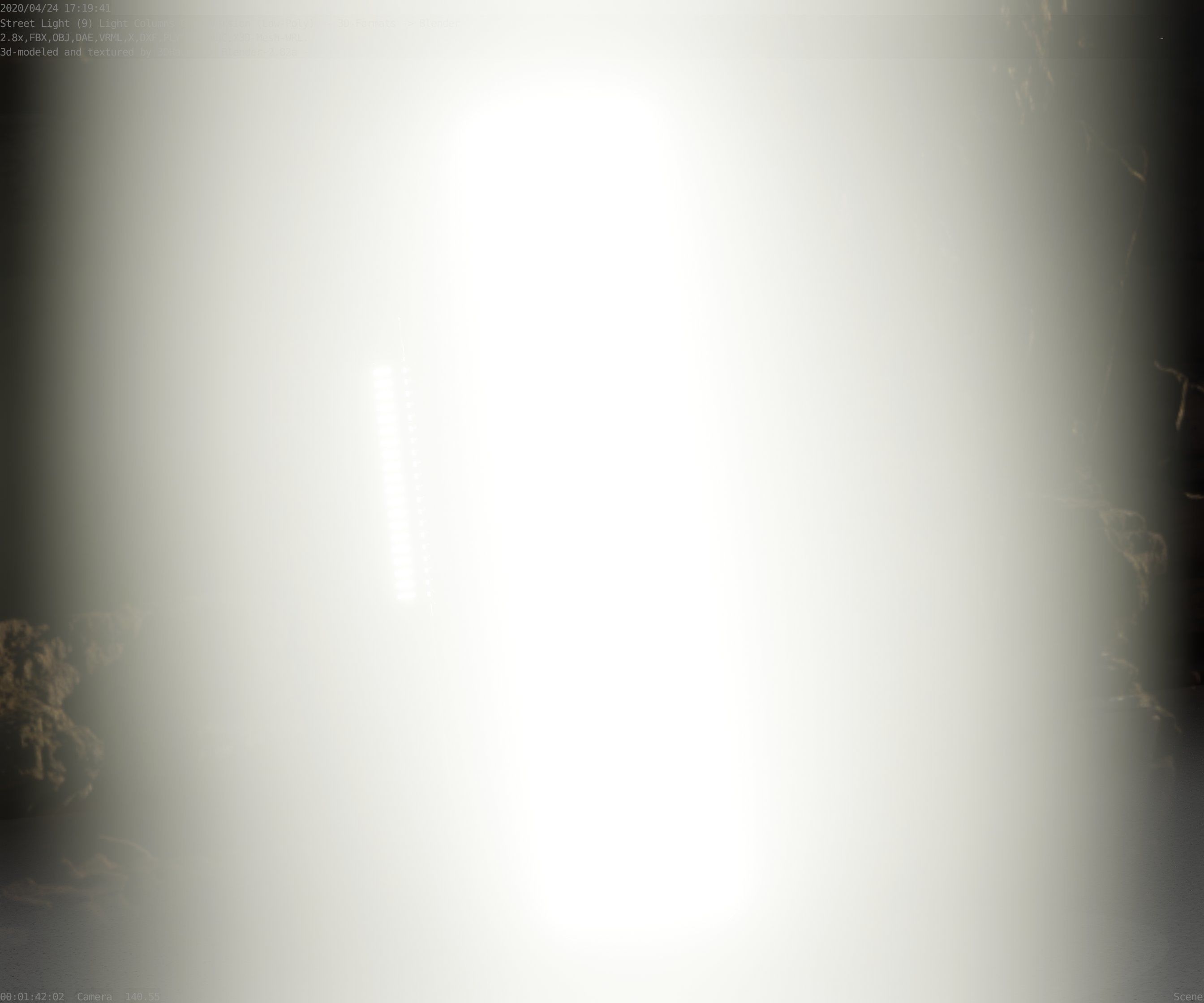 Low-Poly Blue Light Column 25- Street Light Set-9 Low-poly 3D model_50