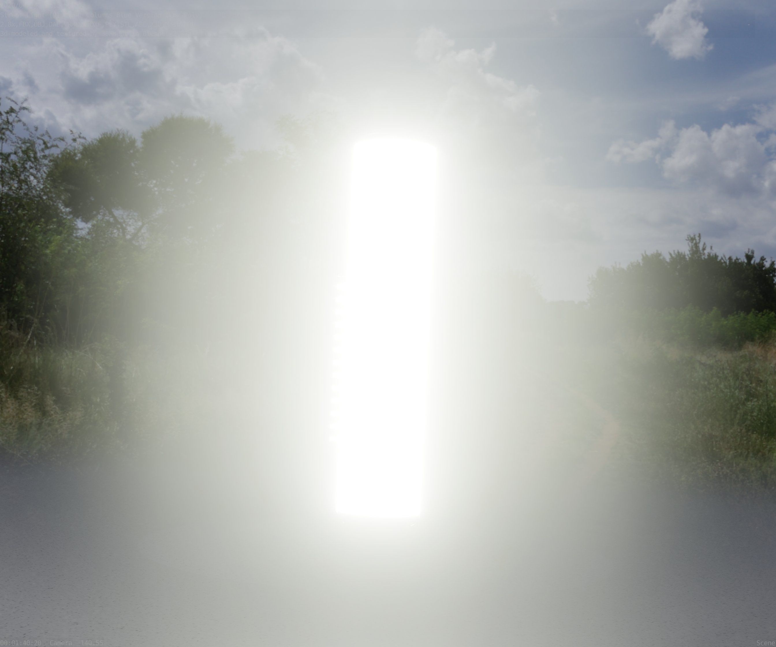 Low-Poly Blue Light Column 25- Street Light Set-9 Low-poly 3D model_20