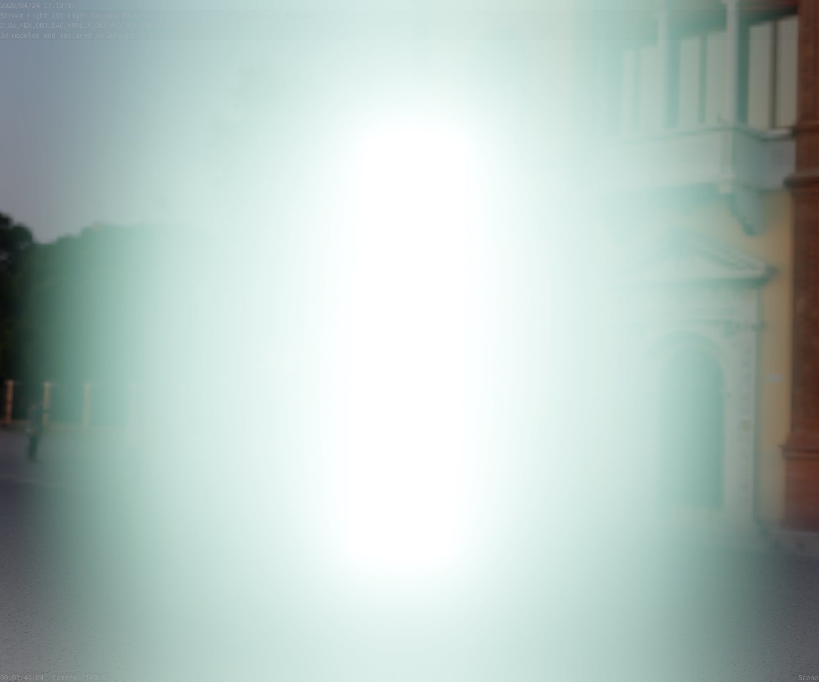 Low-Poly Blue Light Column 25- Street Light Set-9 Low-poly 3D model_28