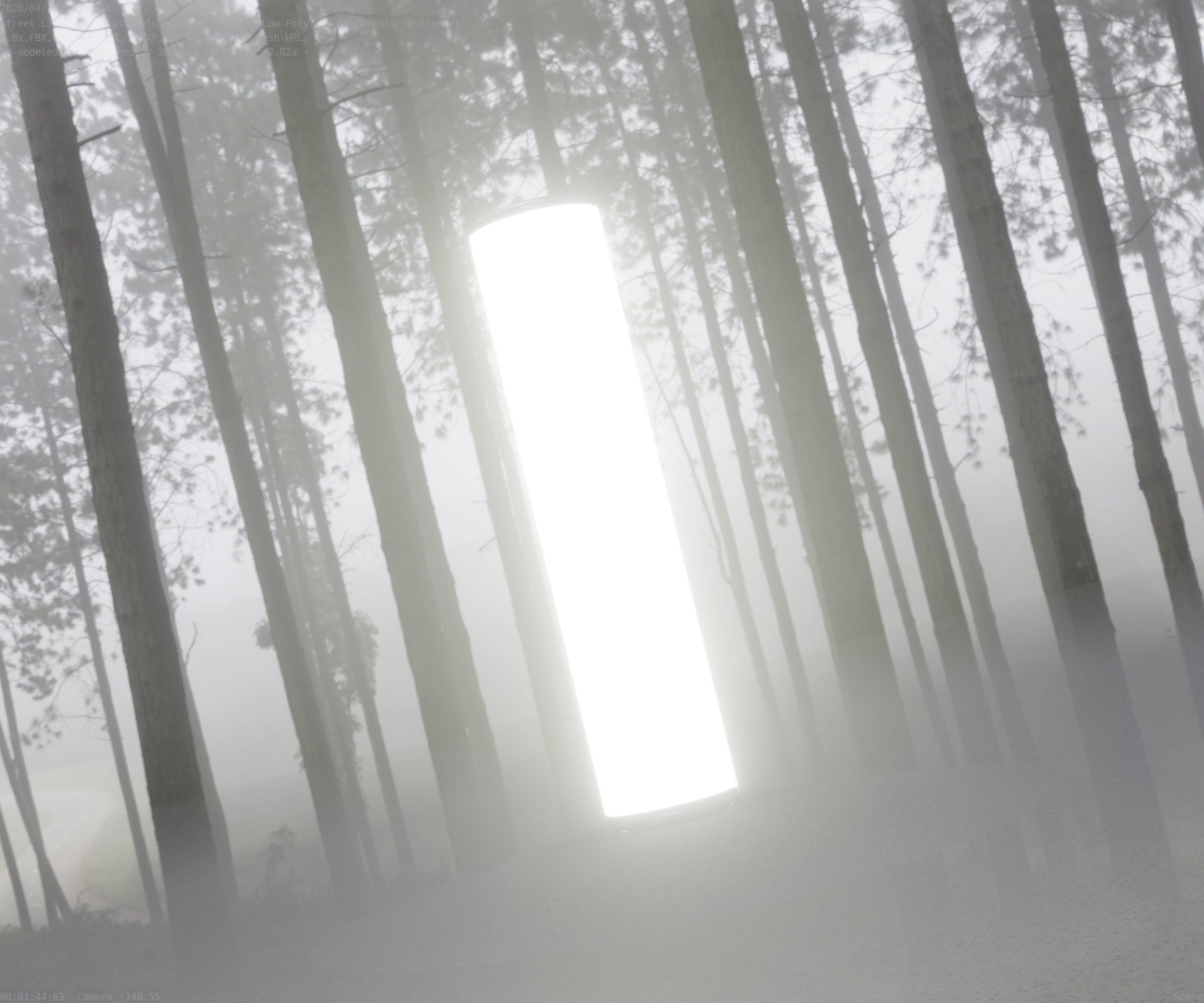 Low-Poly Blue Light Column 25- Street Light Set-9 Low-poly 3D model_99