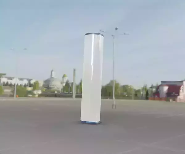 Low-Poly Blue Light Column 25- Street Light Set-9 Low-poly 3D model