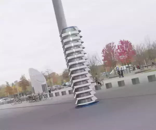 Low-Poly Blue Light Column 26 - Street Light Set-9 Low-poly 3D model