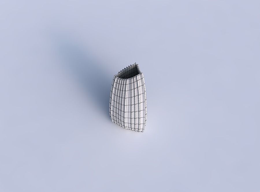 Vase curved tipping triangle 2 with extruded vertical lines 3D print model_6