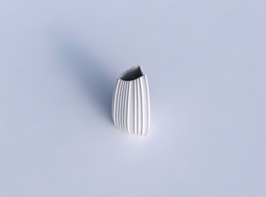 Vase curved tipping triangle 2 with extruded vertical lines 3D print model_1