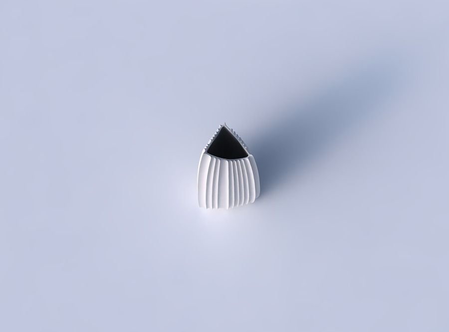 Vase curved tipping triangle 2 with extruded vertical lines 3D print model_2