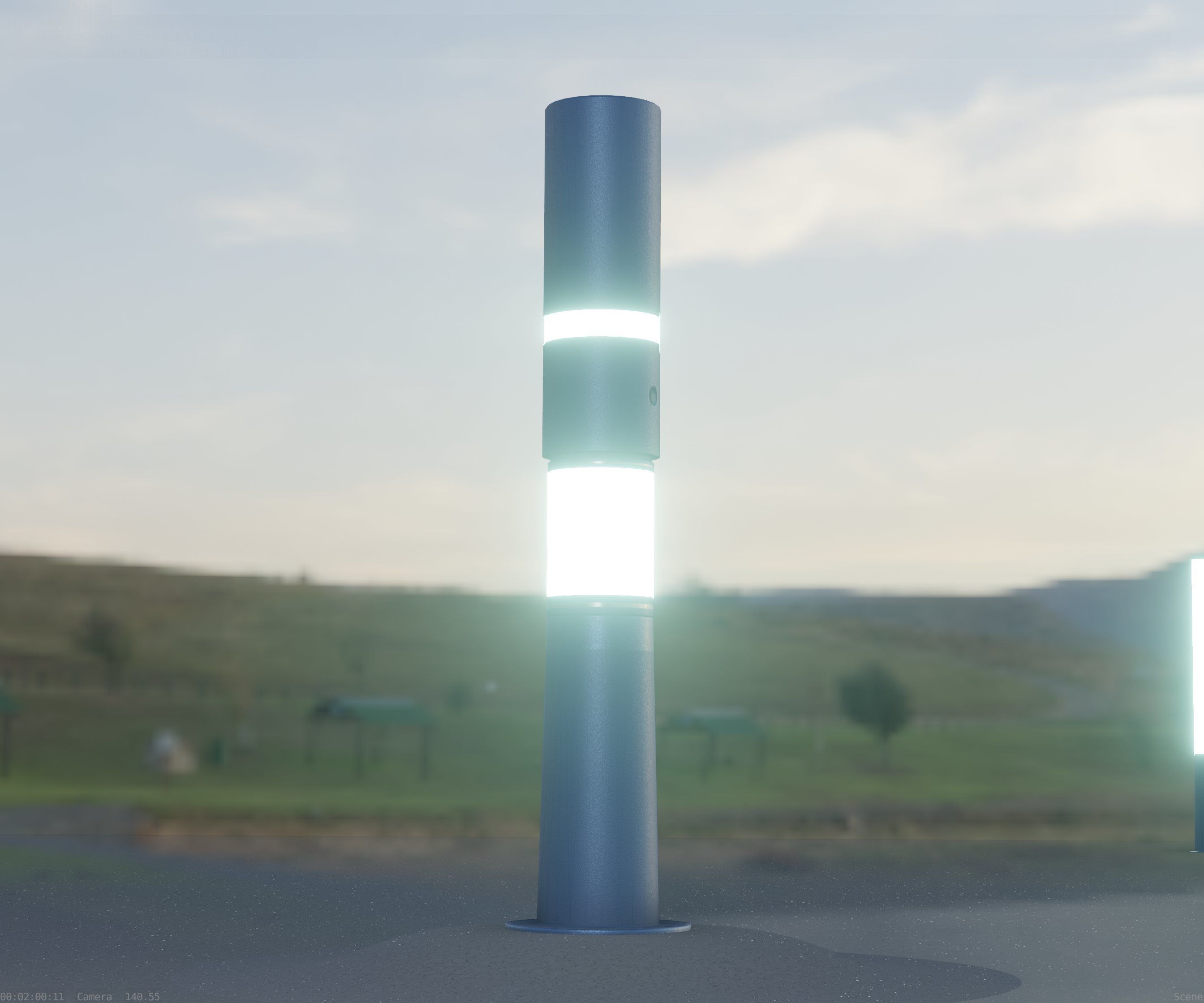 Low-Poly Blue Light Column 29 - Street Light Set-9 Low-poly 3D model_91