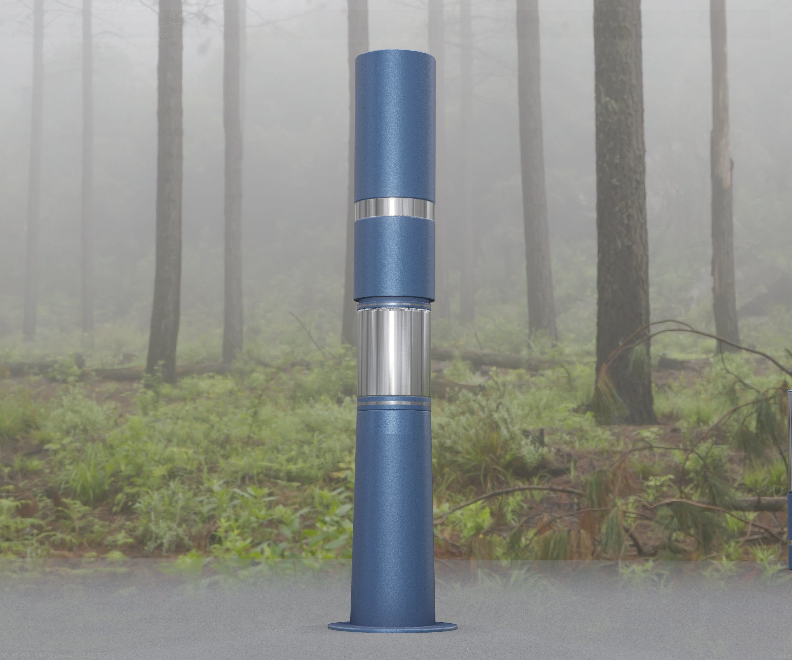 Low-Poly Blue Light Column 29 - Street Light Set-9 Low-poly 3D model_71