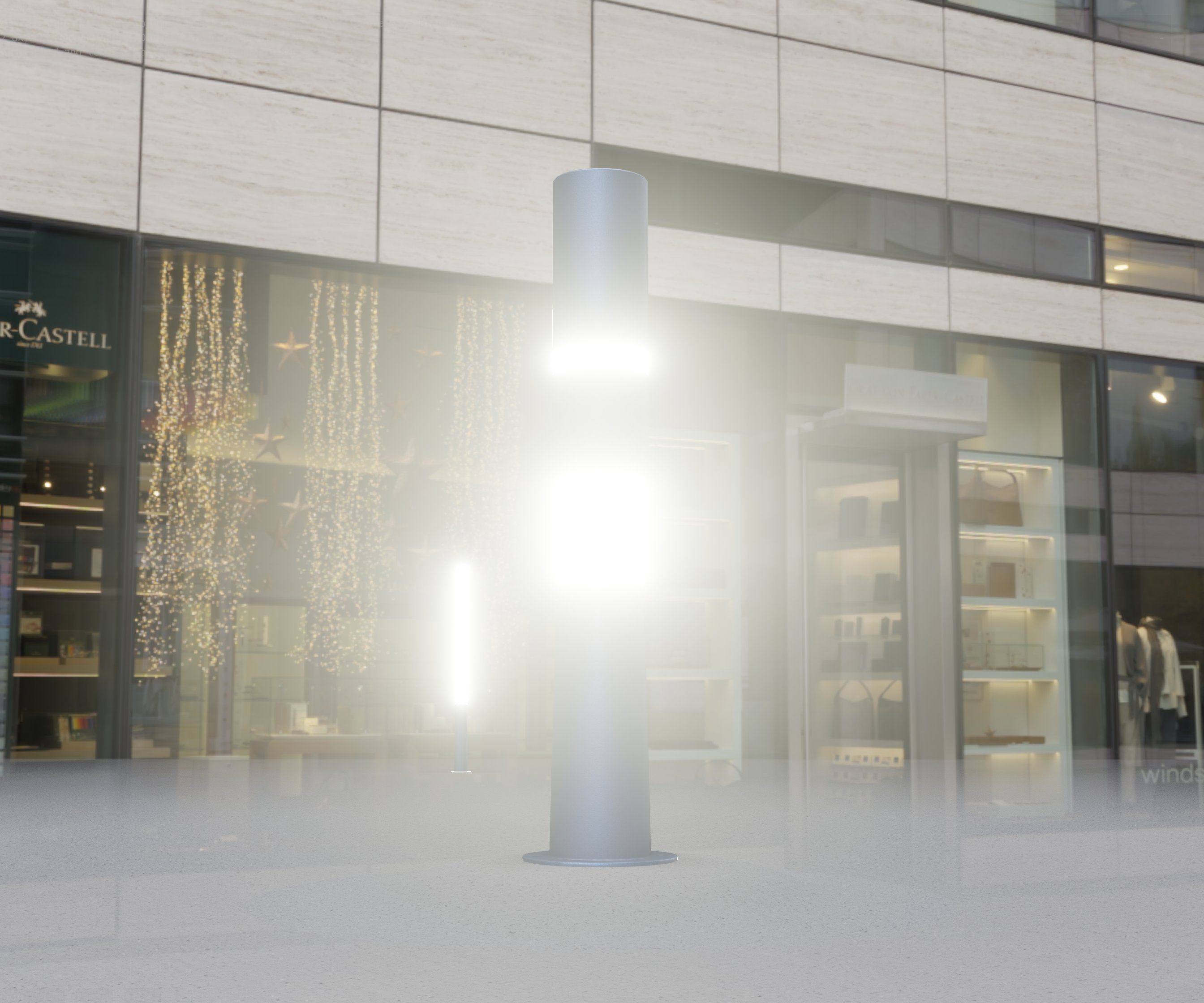 Low-Poly Blue Light Column 29 - Street Light Set-9 Low-poly 3D model_54