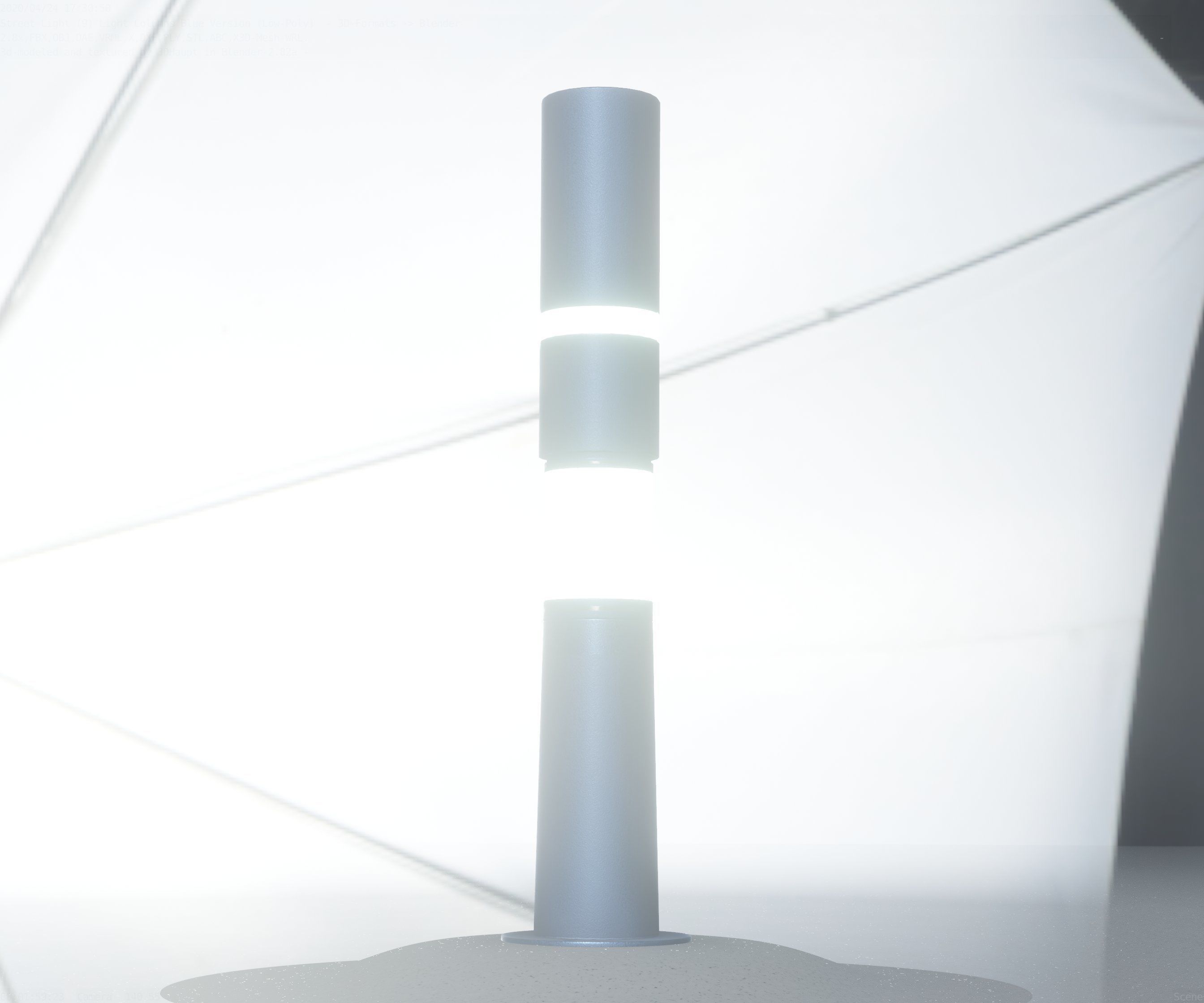 Low-Poly Blue Light Column 29 - Street Light Set-9 Low-poly 3D model_79