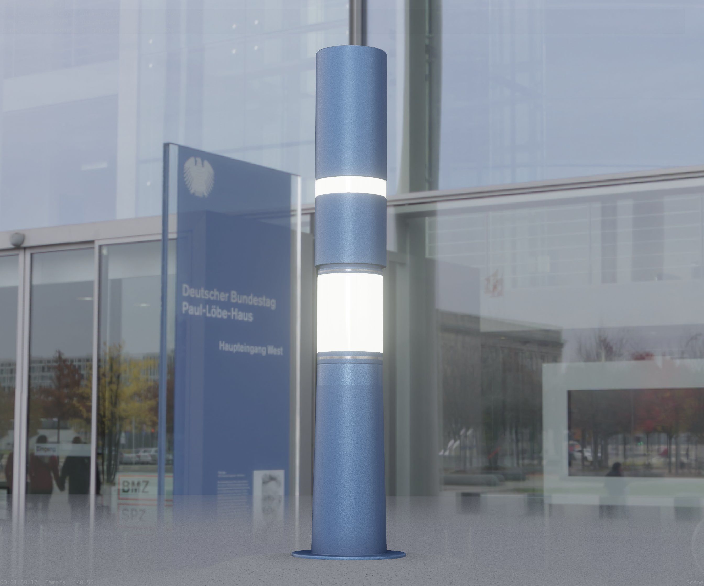 Low-Poly Blue Light Column 29 - Street Light Set-9 Low-poly 3D model_73
