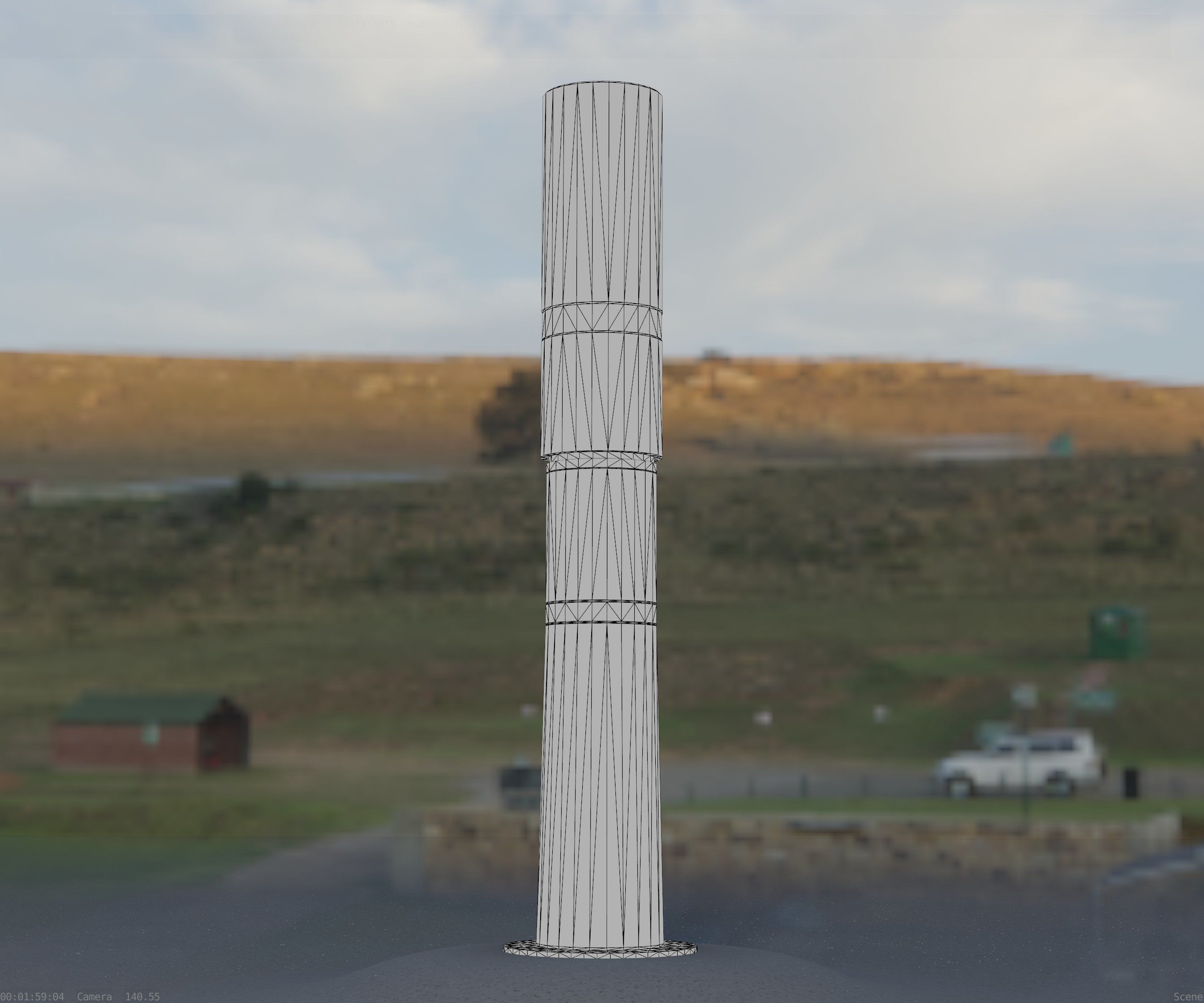 Low-Poly Blue Light Column 29 - Street Light Set-9 Low-poly 3D model_4