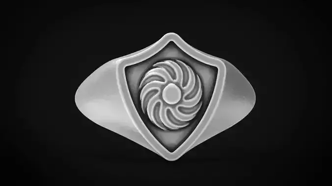 Shield signet men ring special model