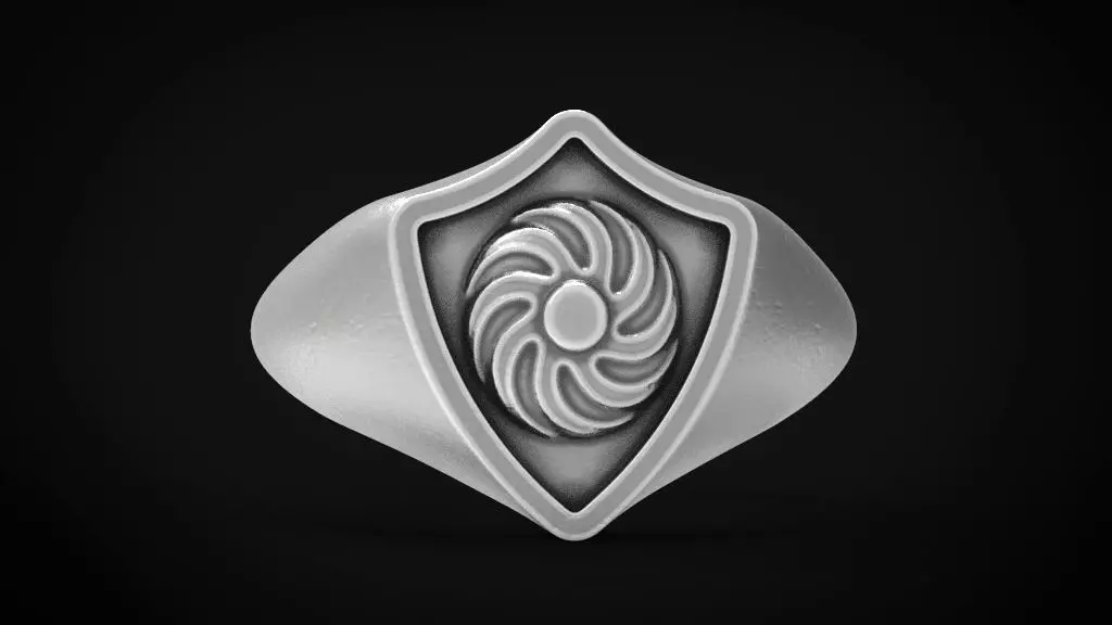 Shield signet men ring special model 3D print model_0