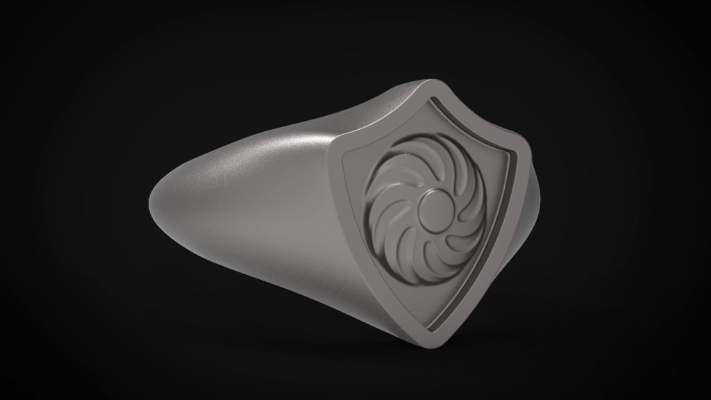 Shield signet men ring special model 3D print model_6