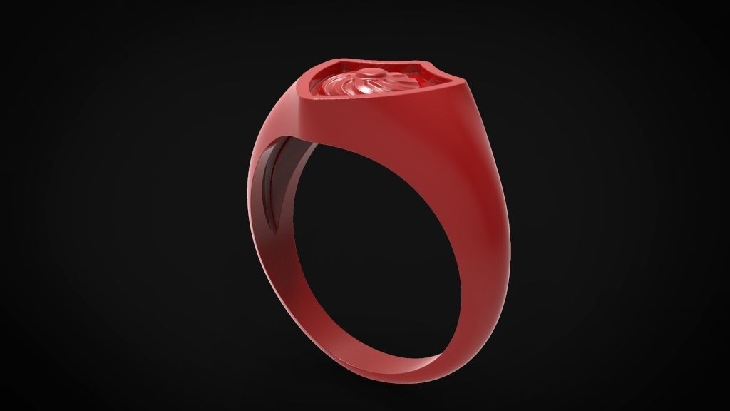 Shield signet men ring special model 3D print model_10