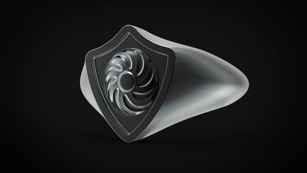 Shield signet men ring special model 3D print model_2