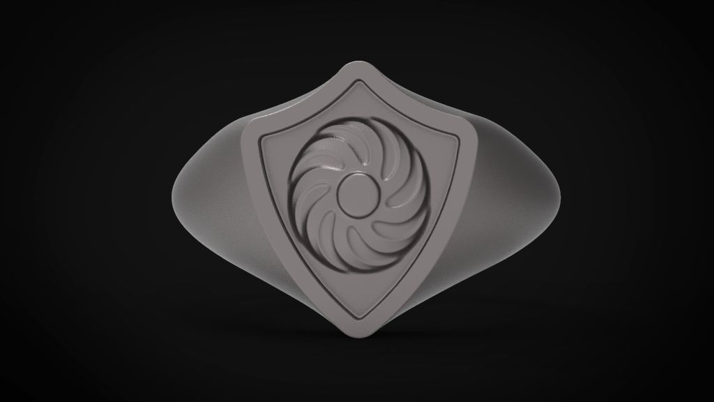 Shield signet men ring special model 3D print model_5