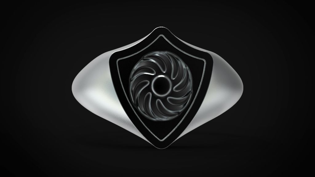 Shield signet men ring special model 3D print model_1