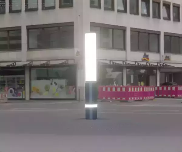 Low-Poly Blue Light Column 30 - Street Light Set-9