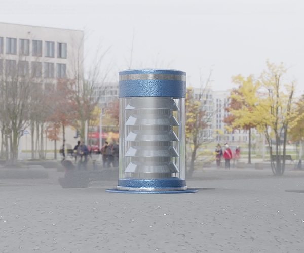 Low-Poly Blue Light Column 3 - Street Light Set-9 Low-poly 3D model