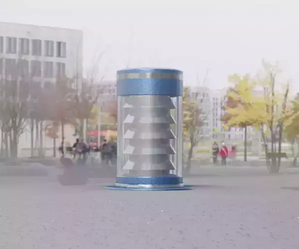 Low-Poly Blue Light Column 3 - Street Light Set-9