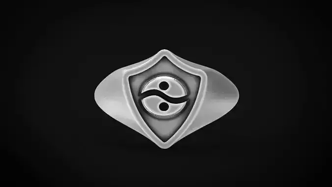 Shield signet men ring
