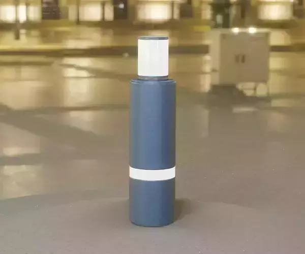 Low-Poly Blue Light Column 6 - Street Light Set-9