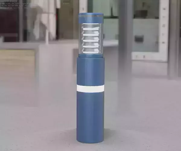 Low-Poly Blue Light Column 7 - Street Light Set-9