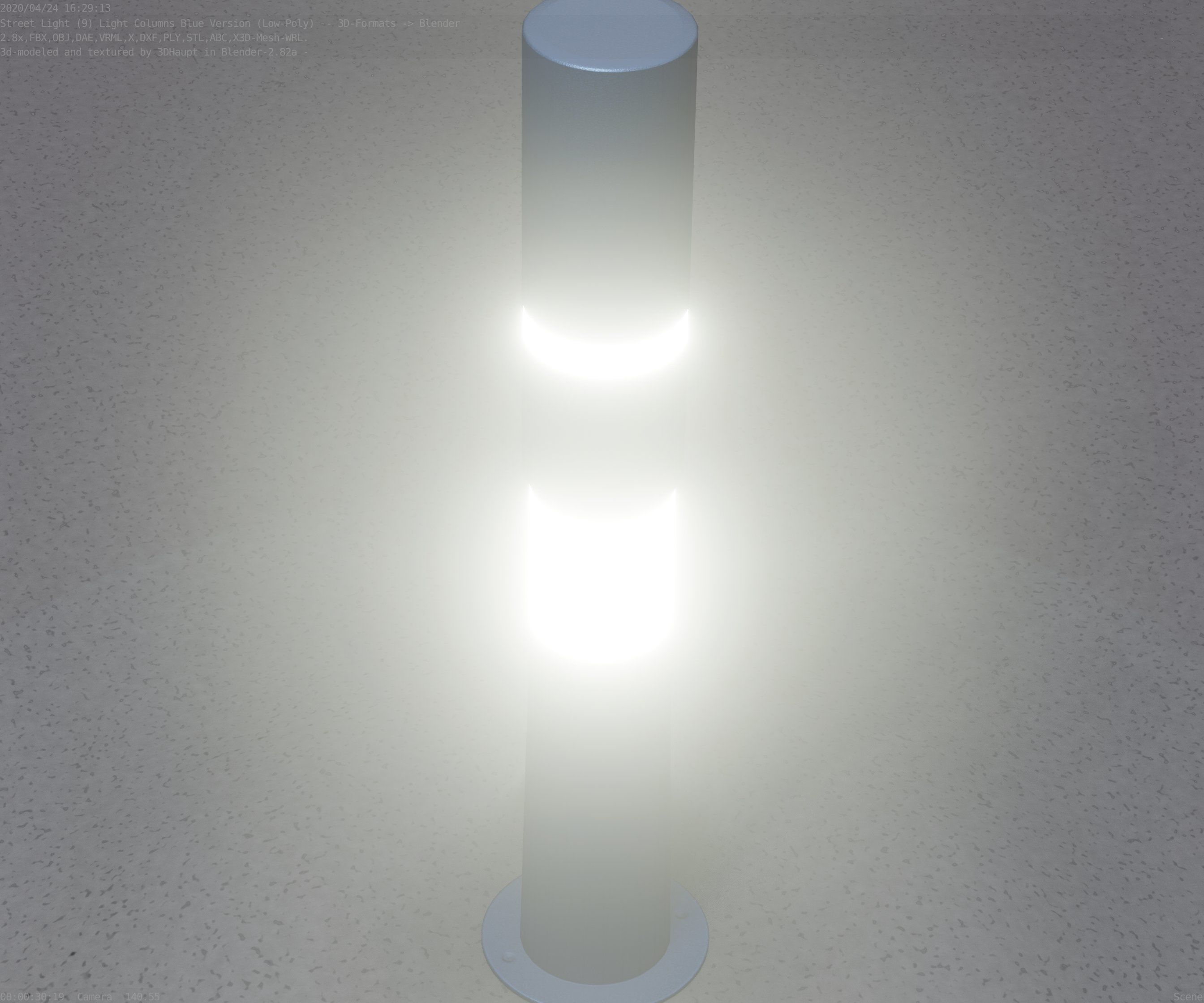 Low-Poly Blue Light Column 8 - Street Light Set-9 Low-poly 3D model_59